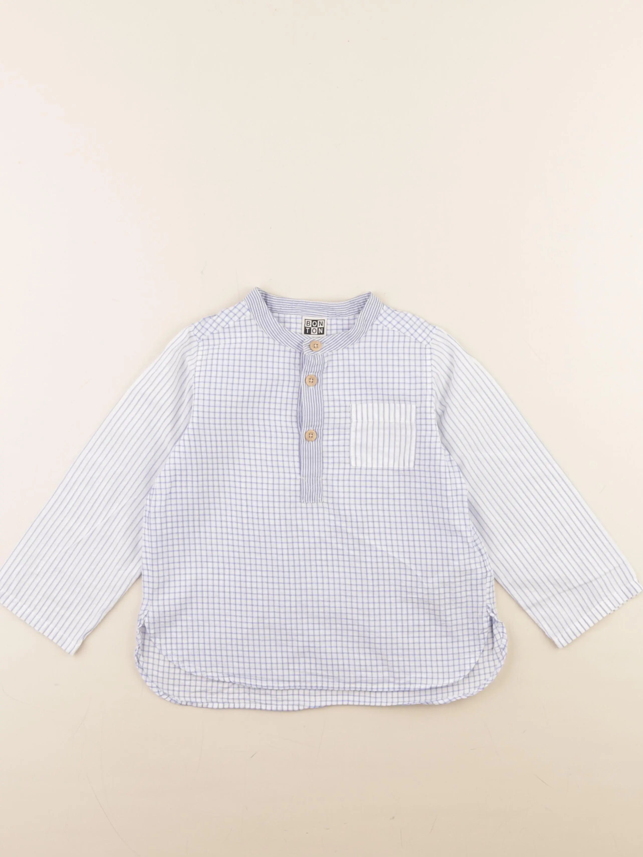 Bonton - chemise blanc, bleu - 4 ans