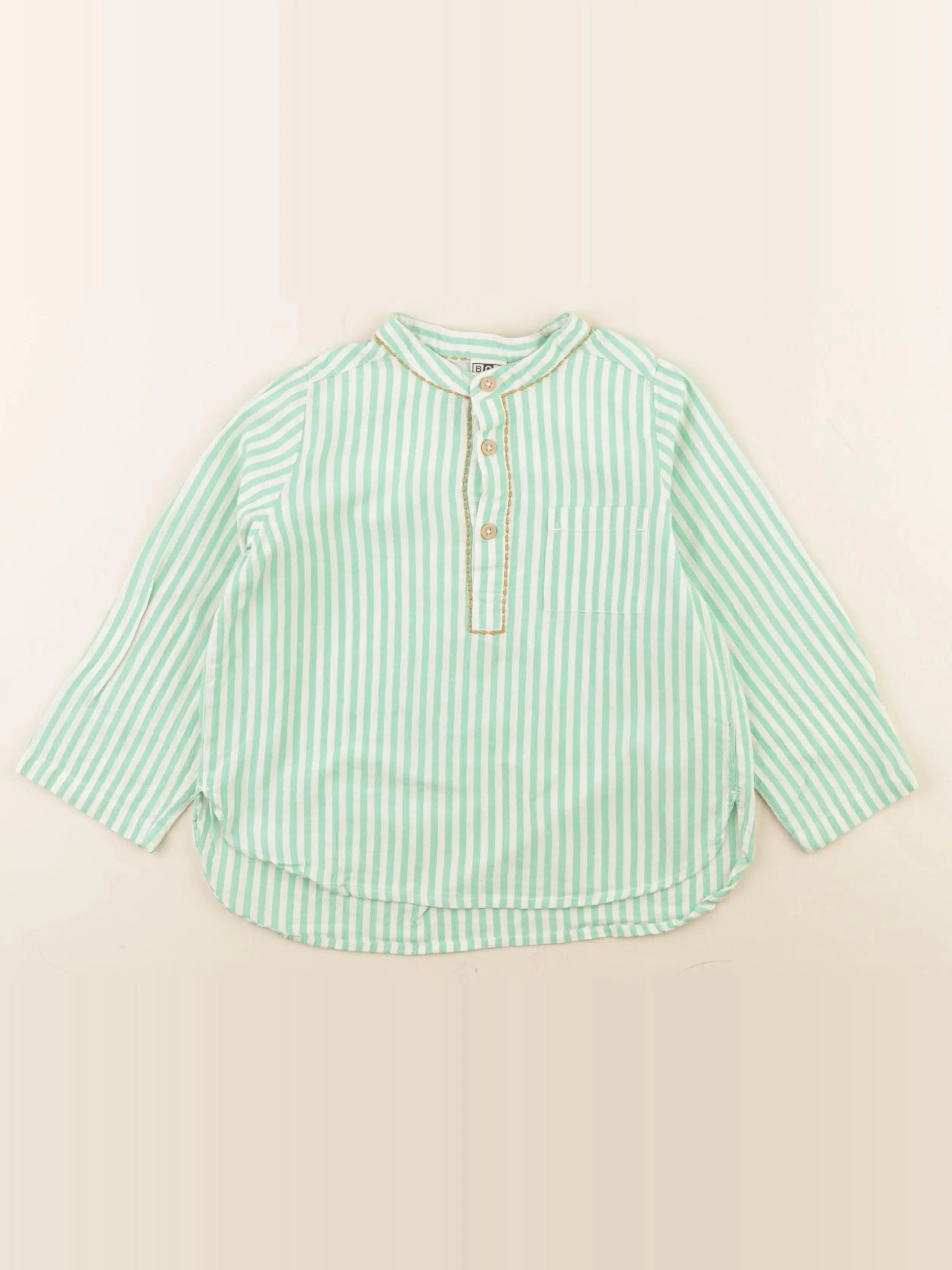 Bonton - chemise blanc, vert - 4 ans
