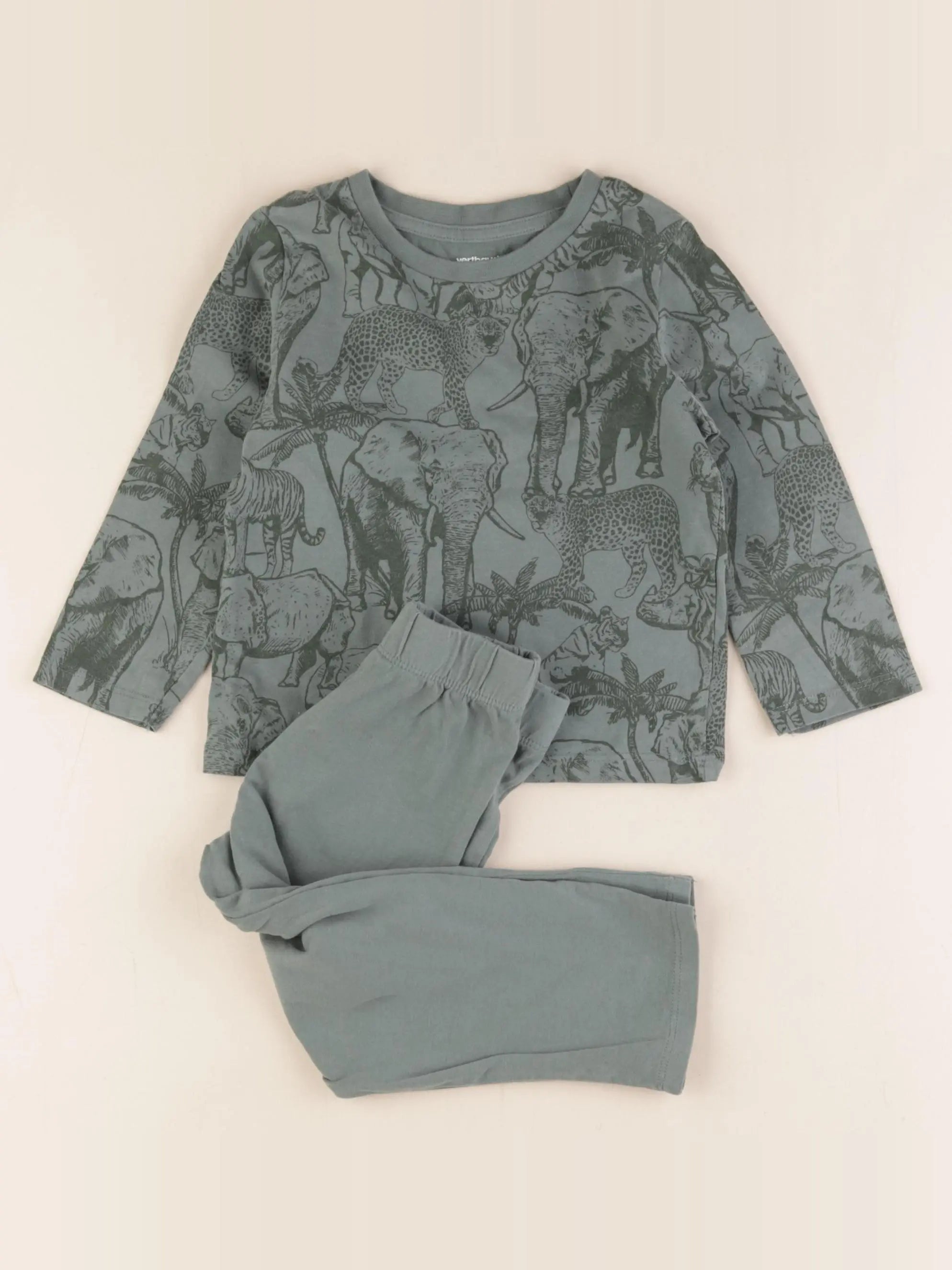 Vertbaudet - pyjama coton vert - 2 ans