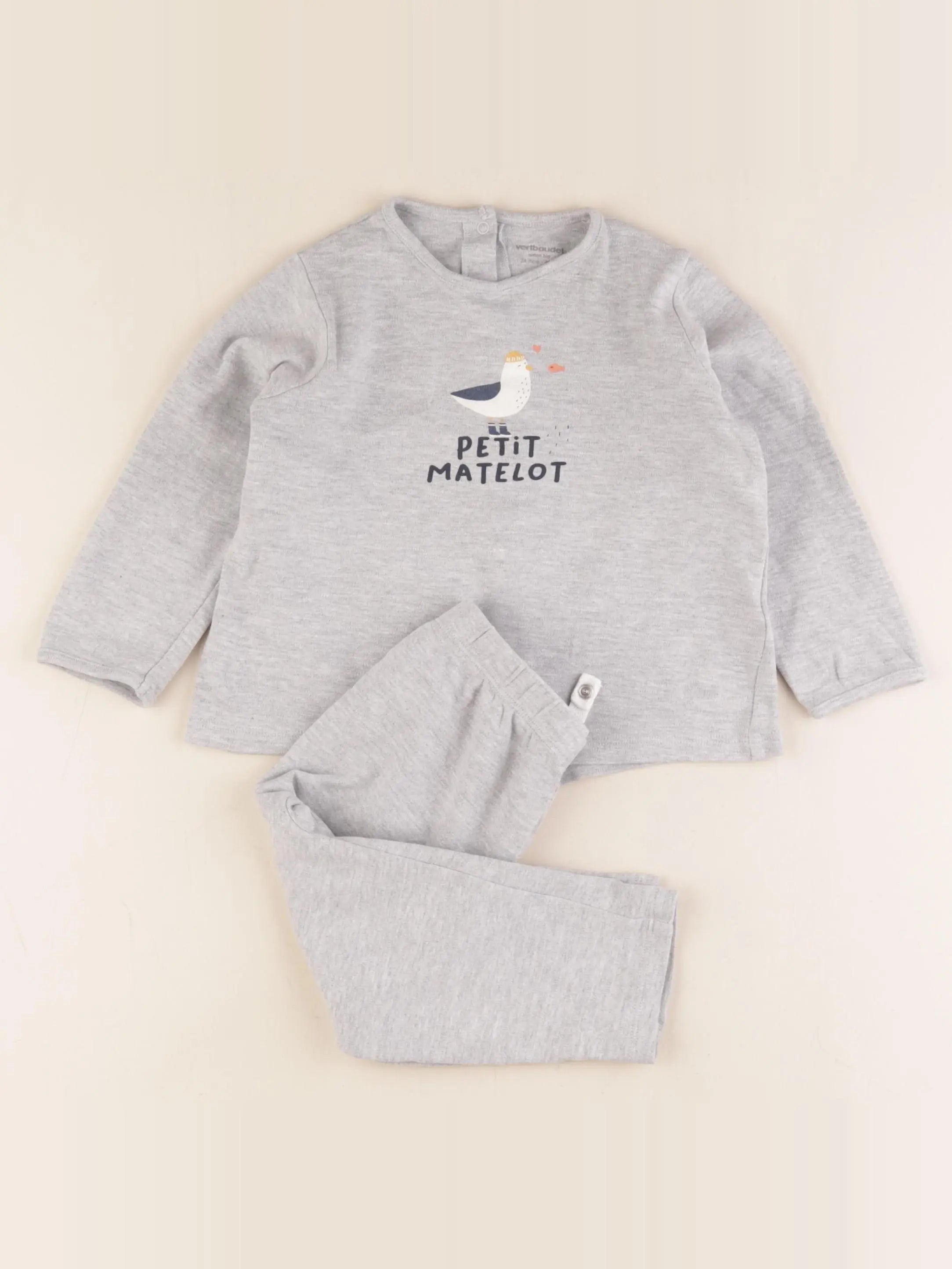 Vertbaudet - pyjama coton gris - 24 mois