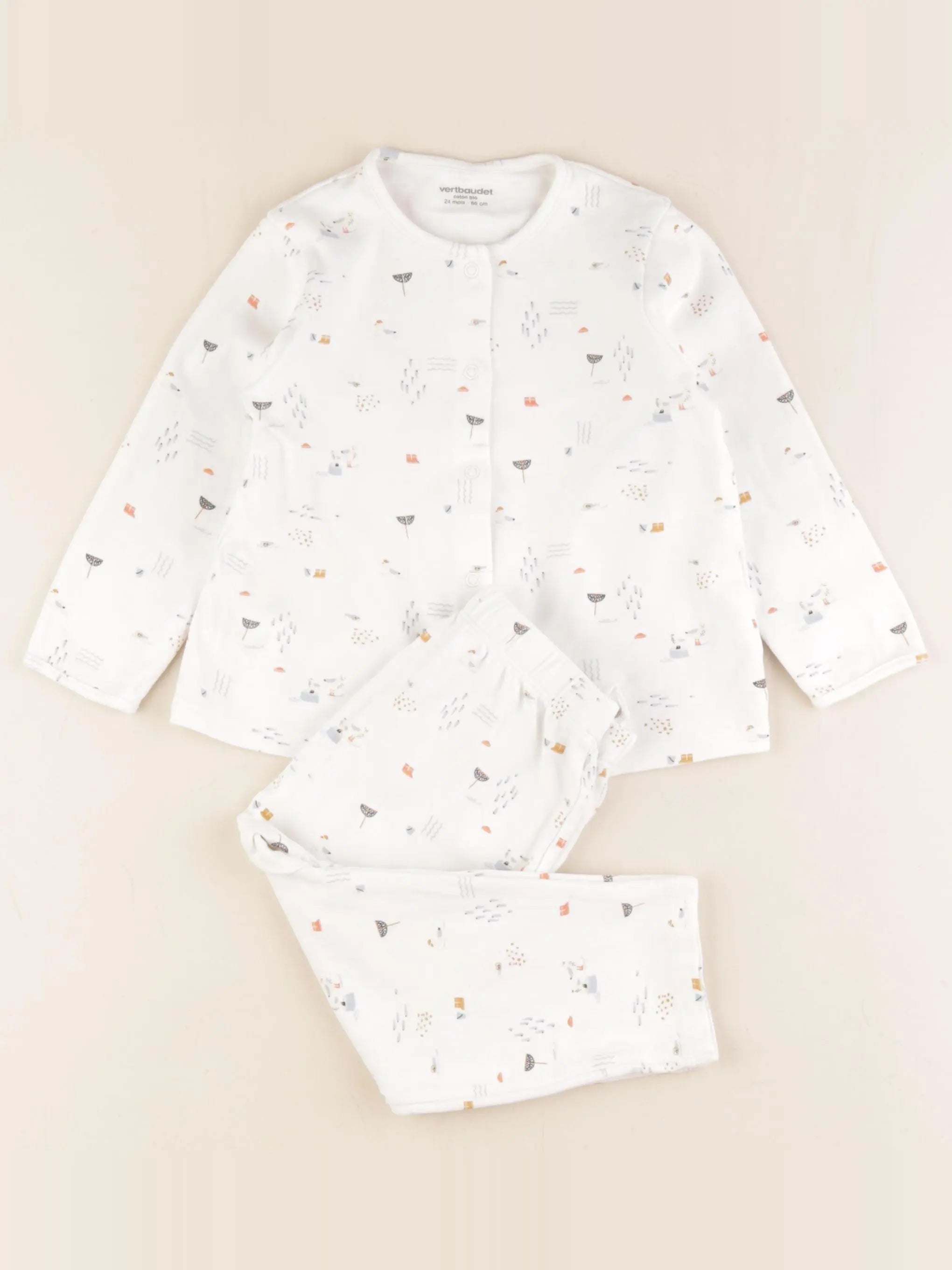 Vertbaudet - pyjama coton blanc - 24 mois
