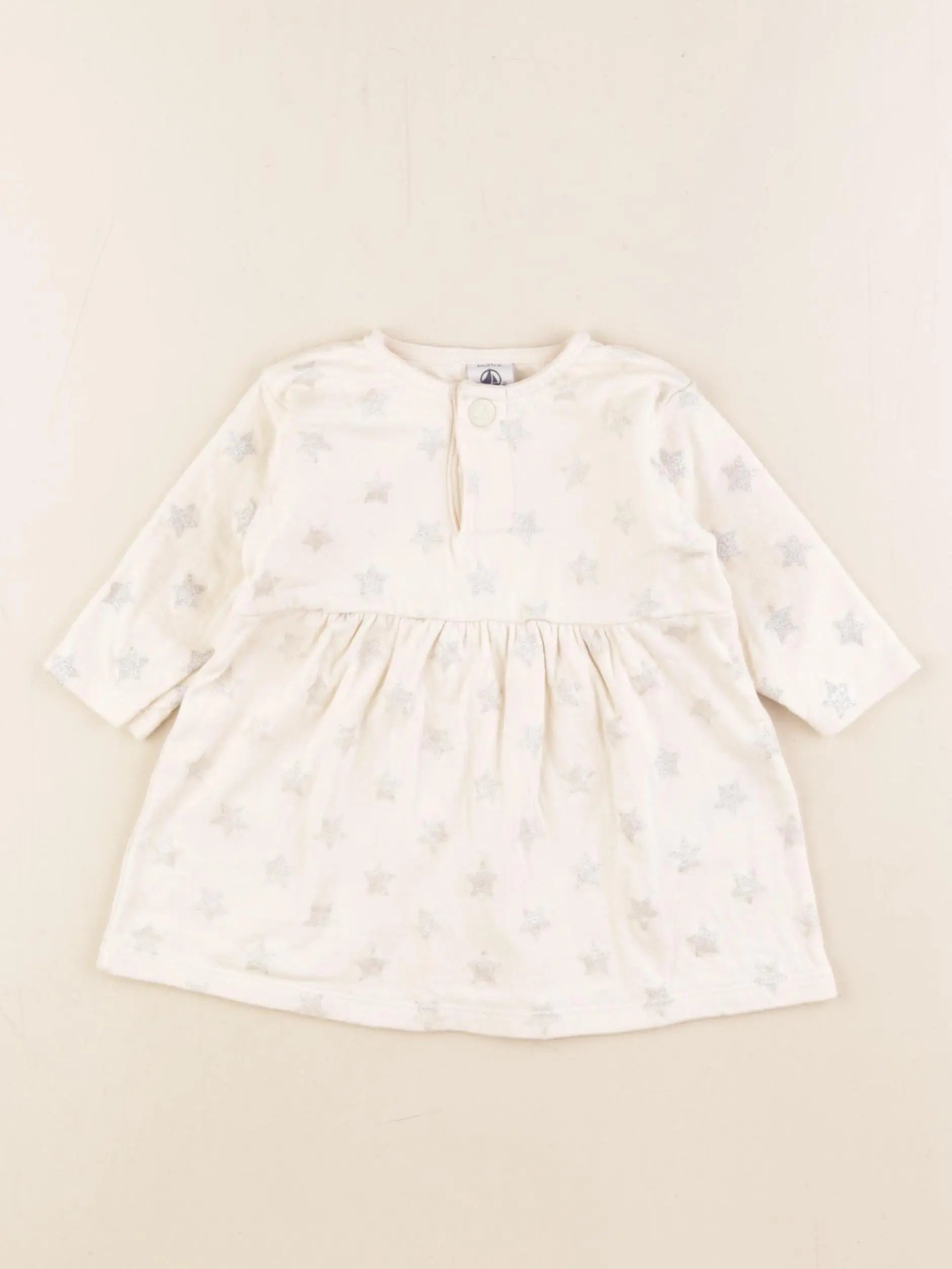 Petit Bateau - robe beige, argent - 6 mois