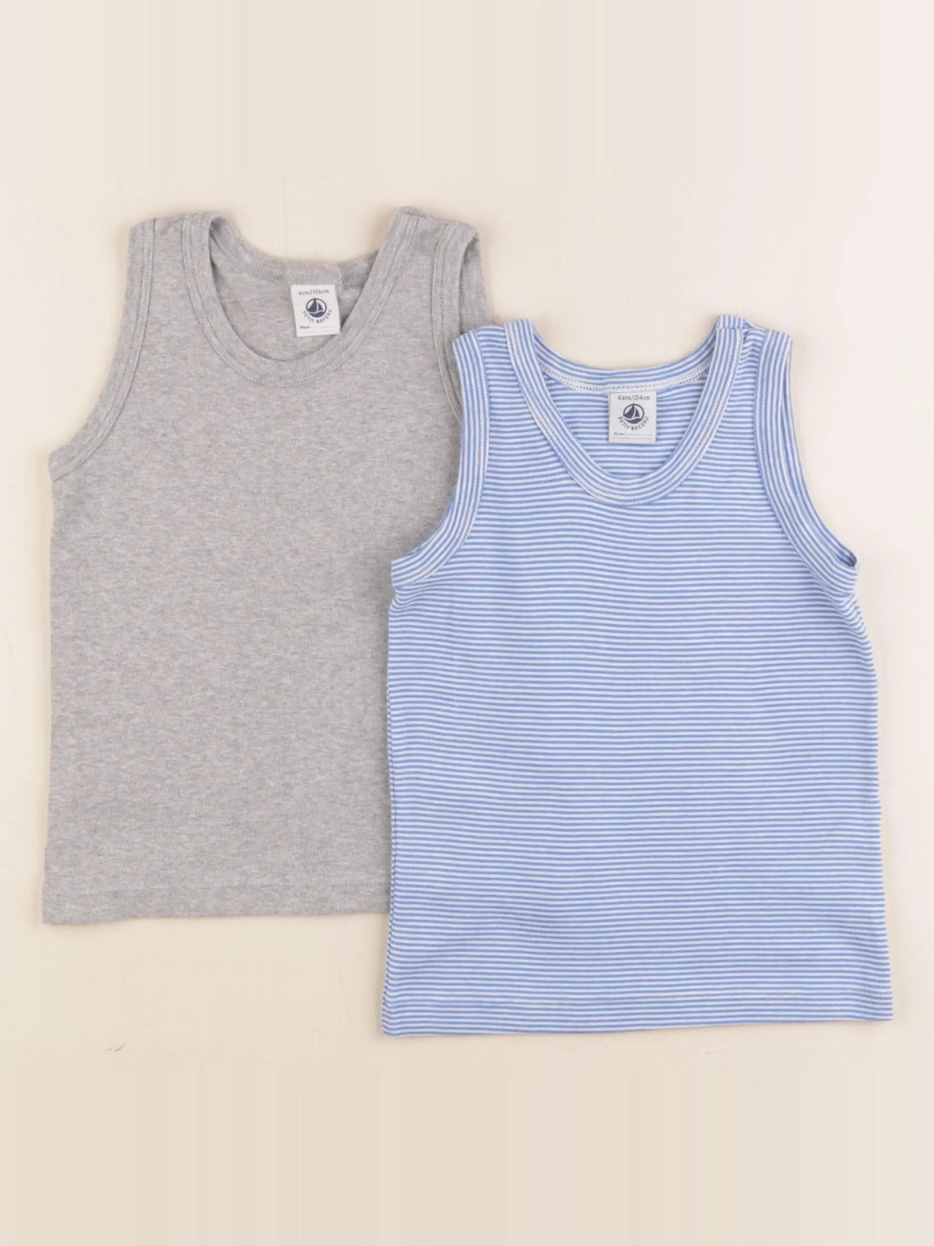 Petit Bateau - maillot de corps bleu, gris - 4 ans