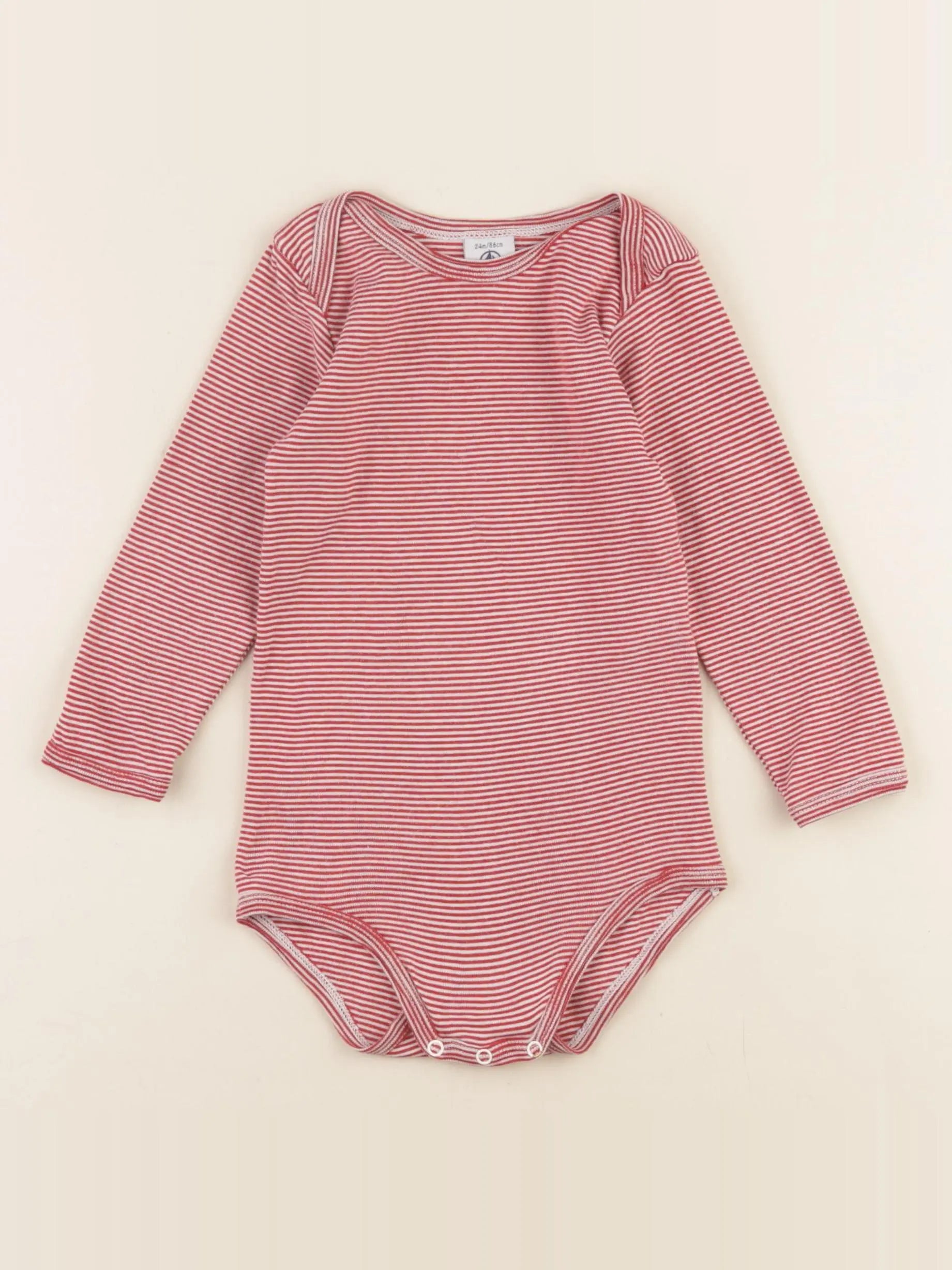 Petit Bateau - body rouge - 24 mois