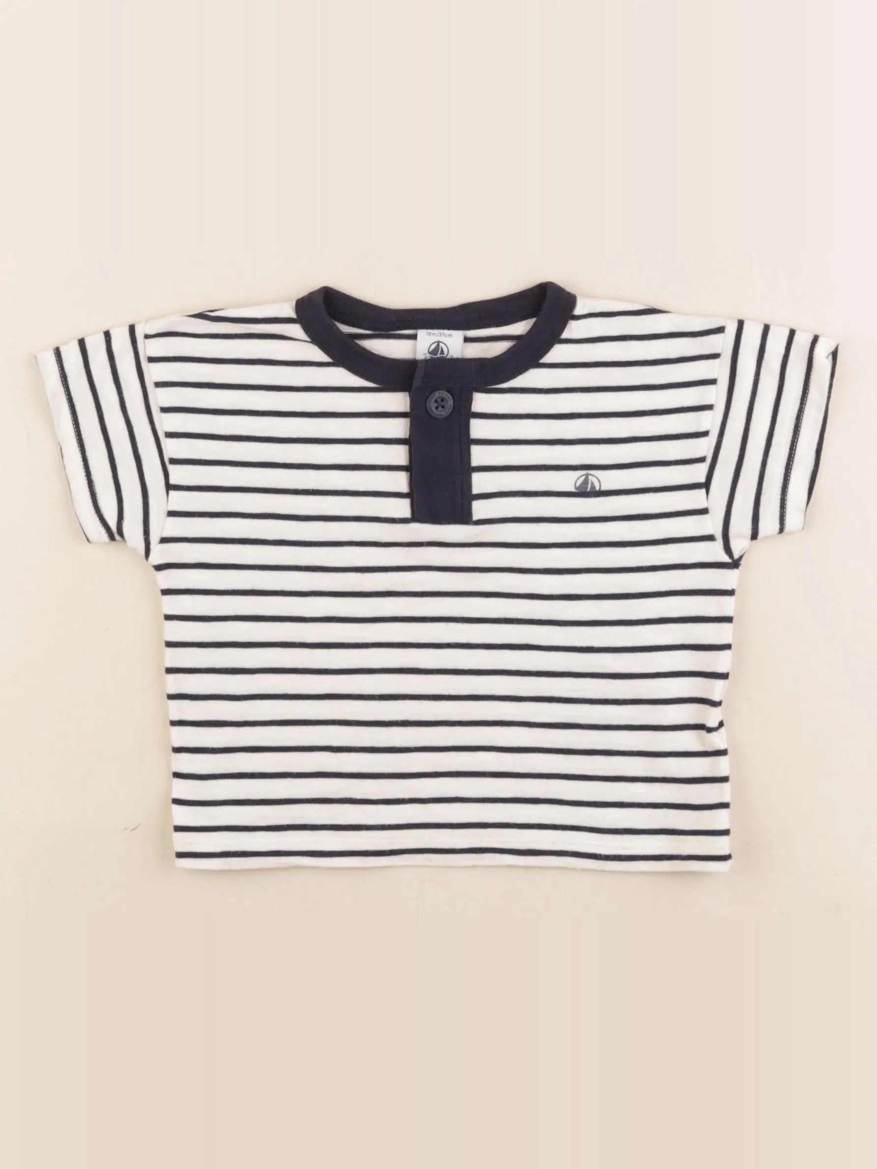 Petit Bateau - tee-shirt blanc, bleu - 18 mois