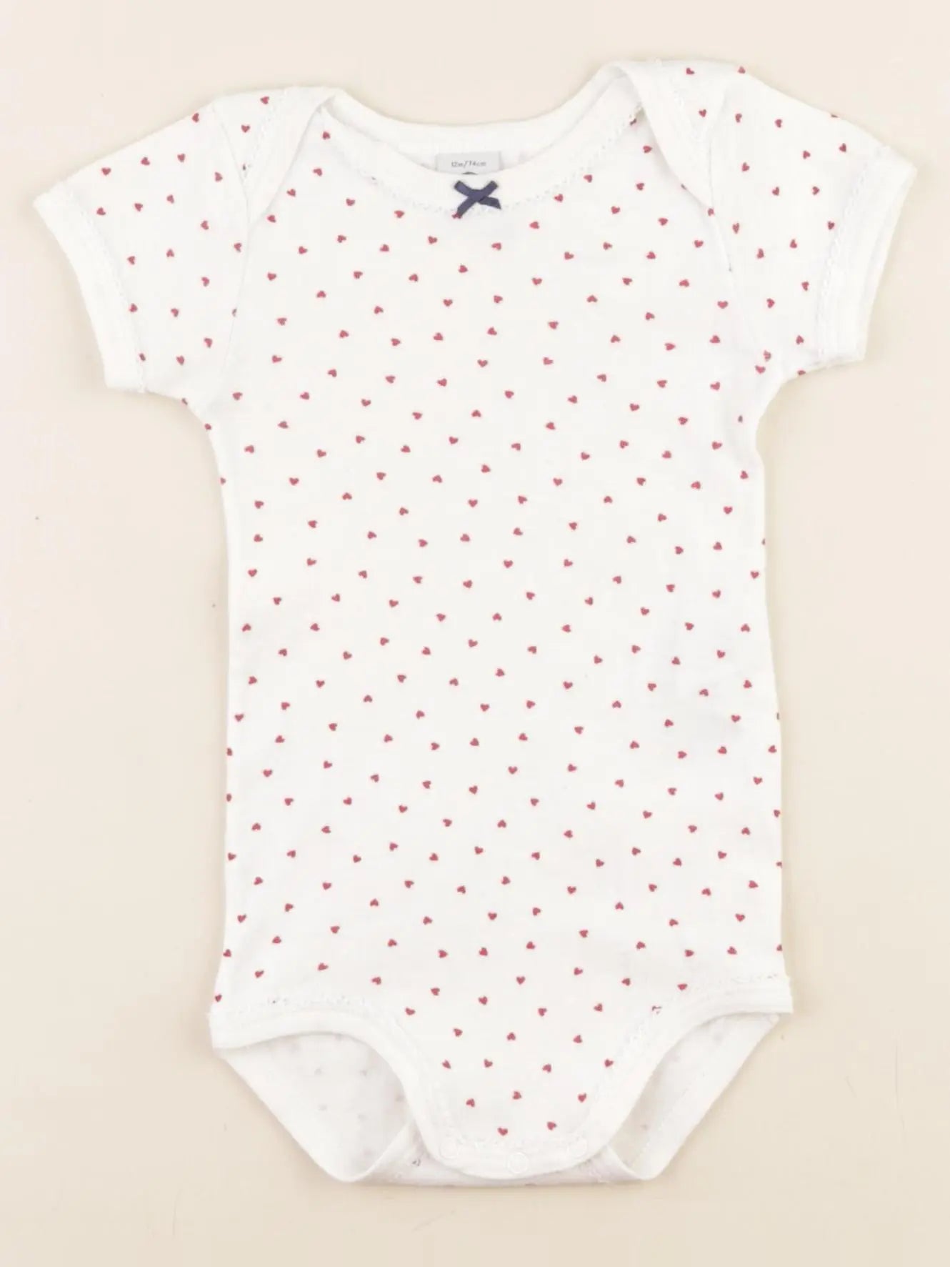 Petit Bateau - body rouge, blanc - 12 mois