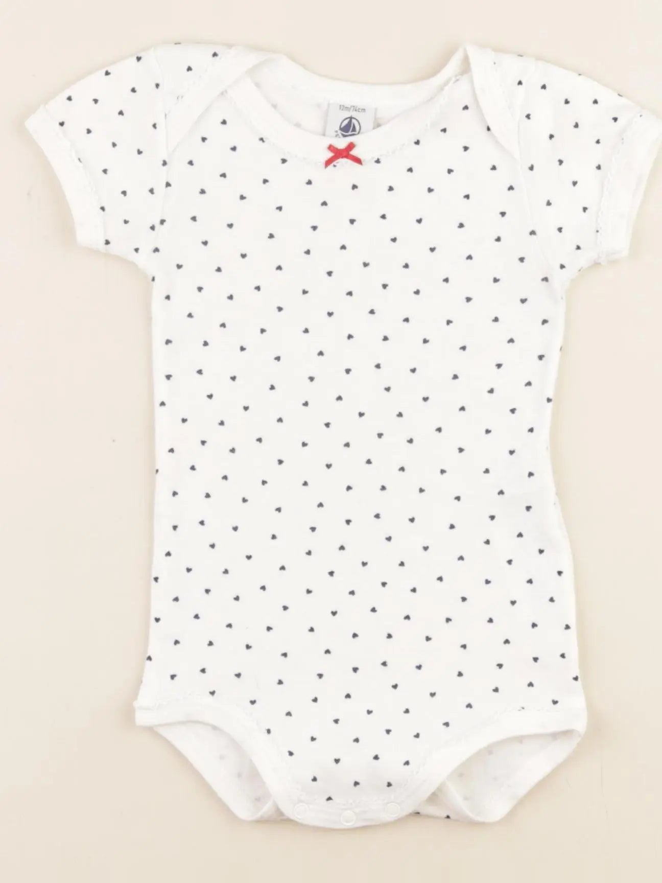 Petit Bateau - body blanc, bleu - 12 mois