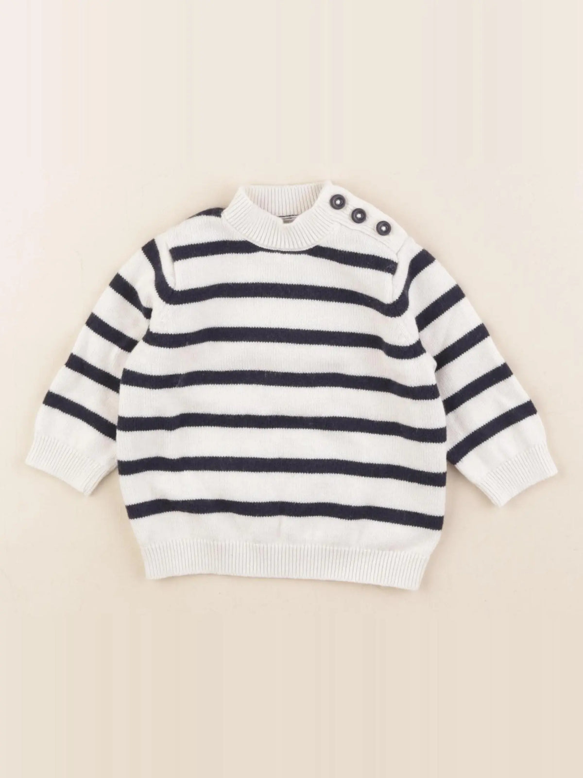 Petit Bateau - pull blanc, bleu - 6 mois