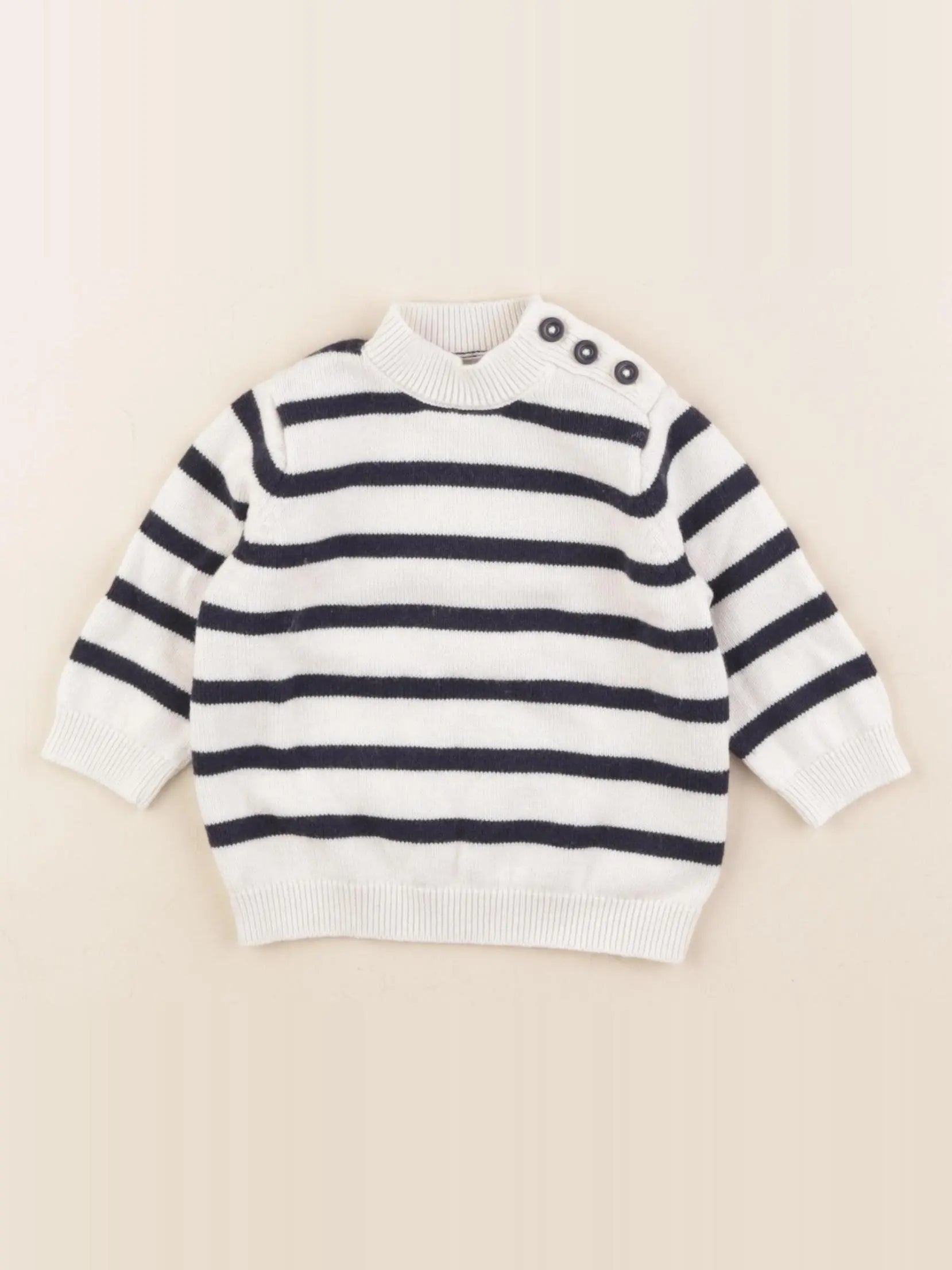 Petit Bateau - pull blanc, bleu - 6 mois