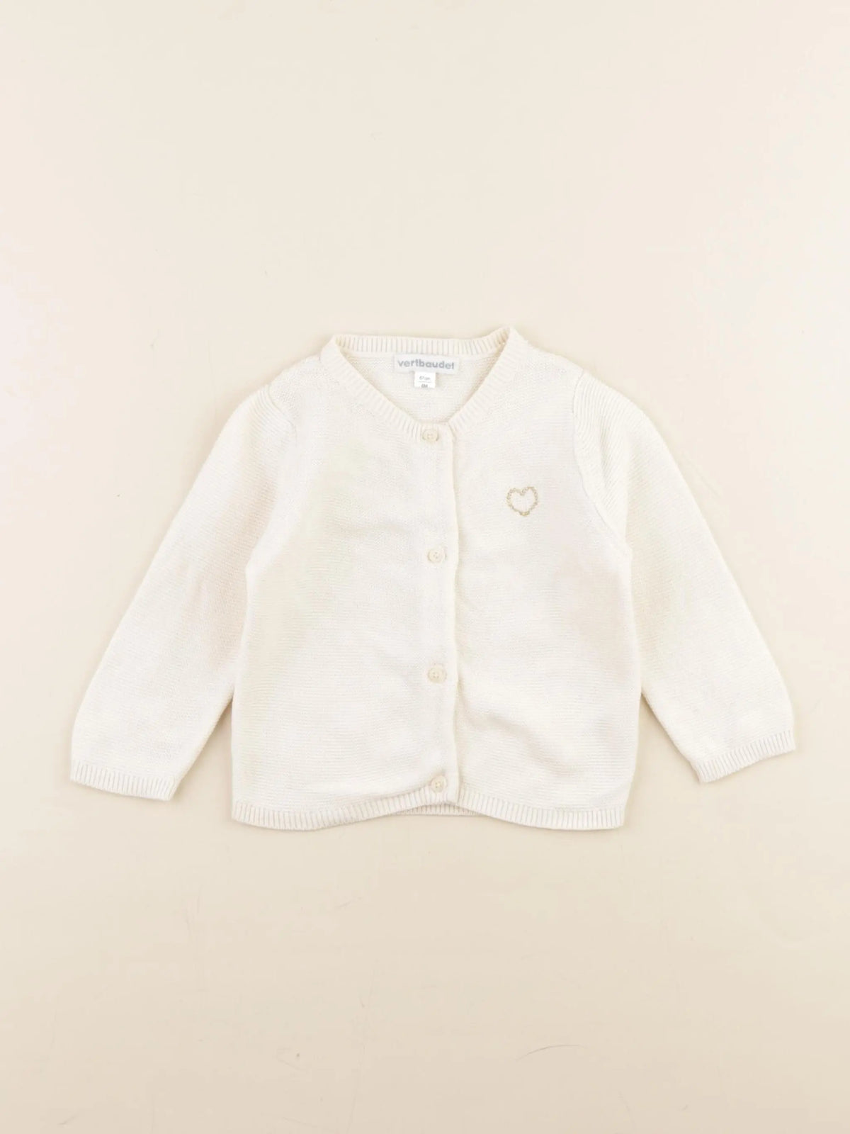 Vertbaudet - gilet blanc - 6 mois