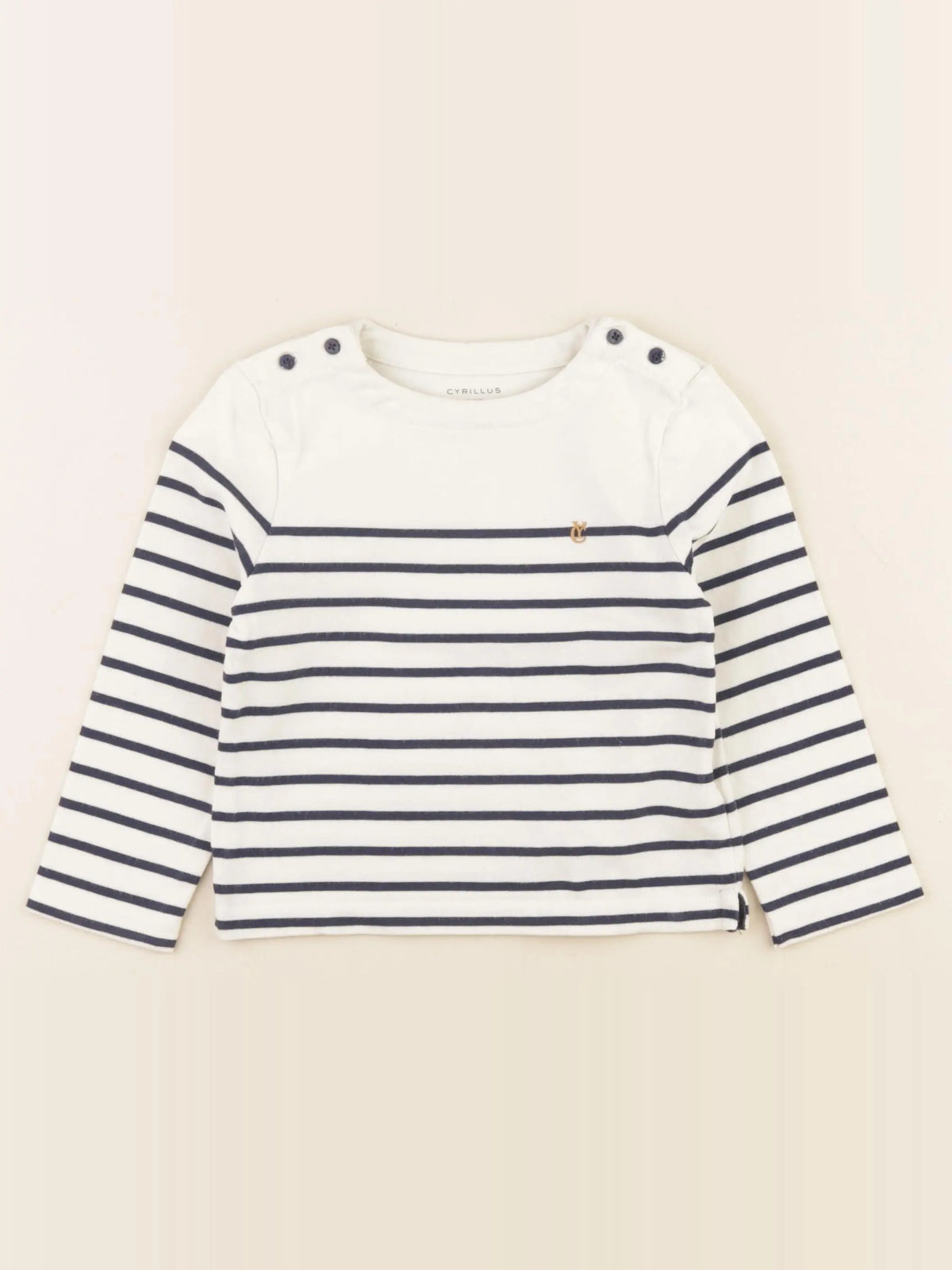 Cyrillus - tee-shirt blanc, bleu - 36 mois