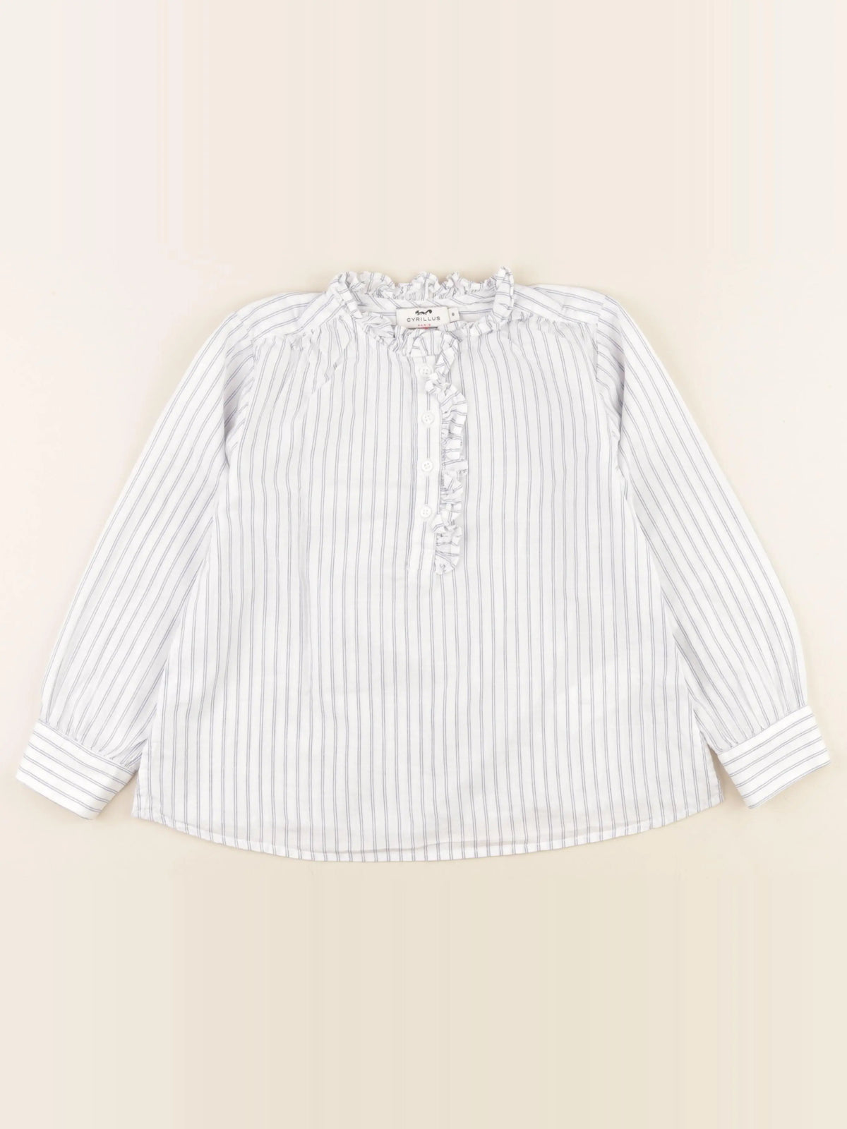 Cyrillus - blouse blanc, bleu - 8 ans