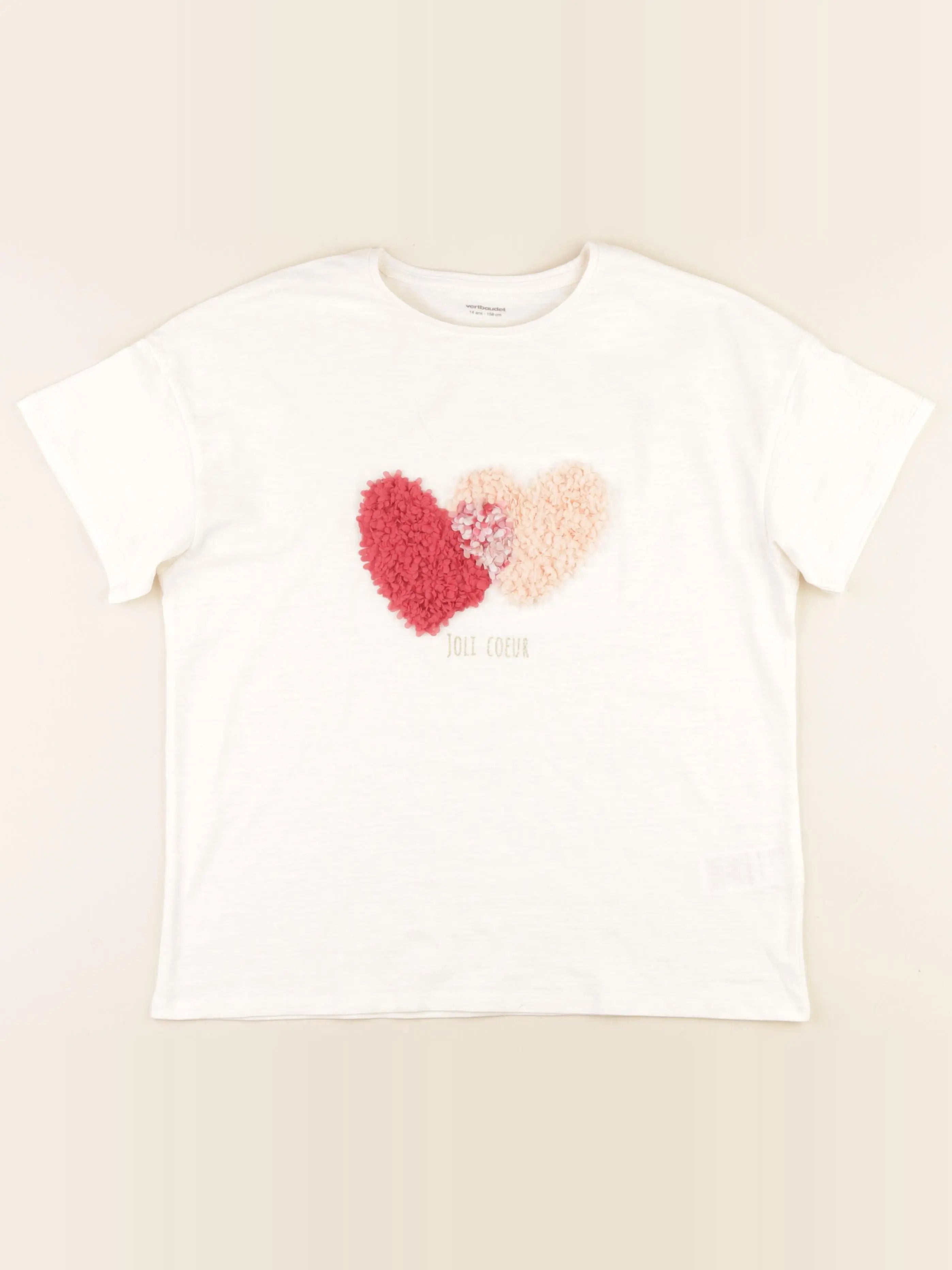Vertbaudet - tee-shirt beige - 14 ans