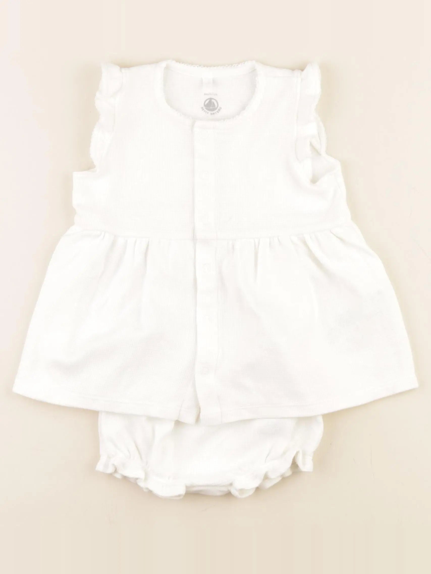 Petit Bateau - robe blanc - 6 mois