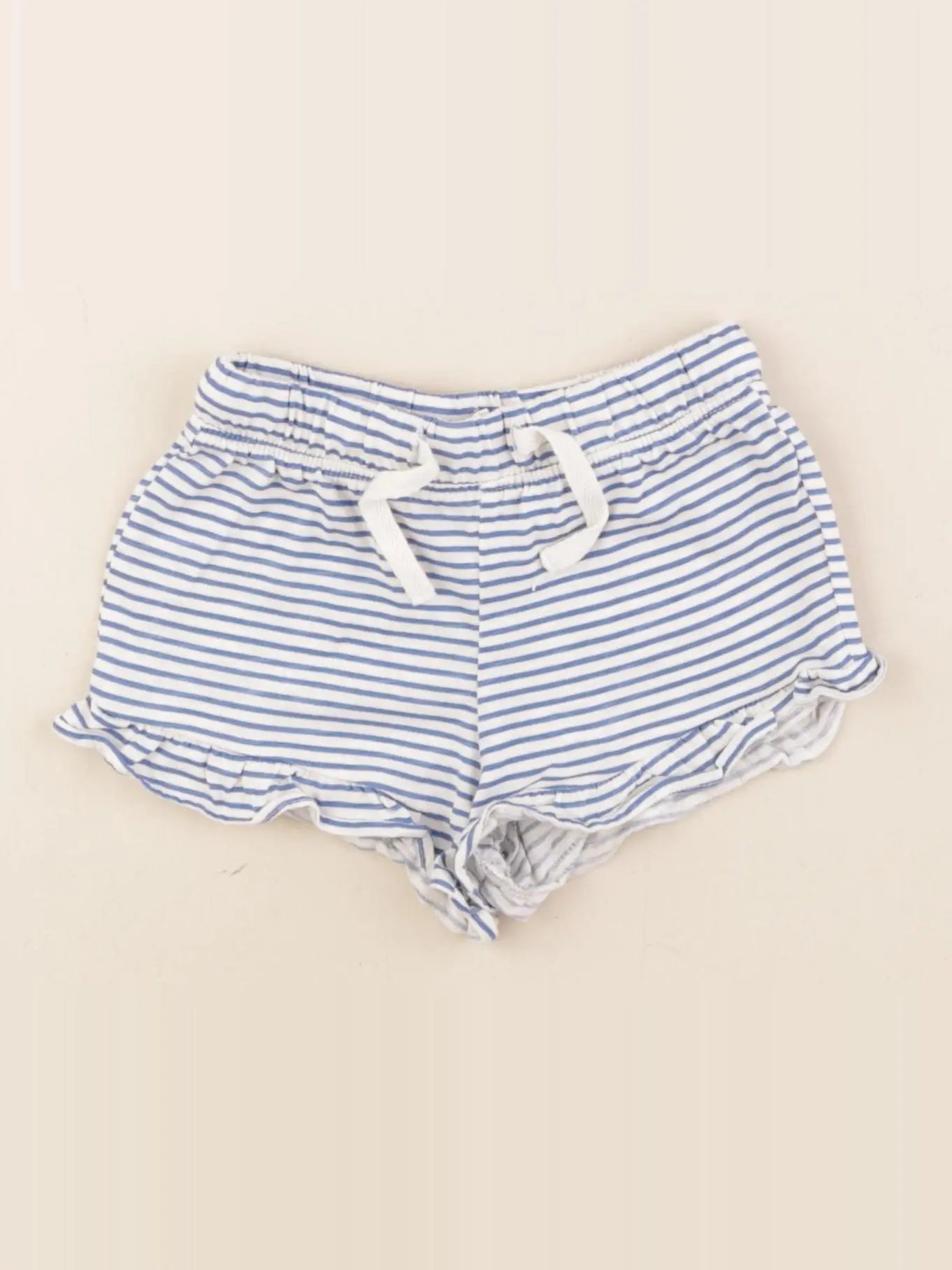 H&M - short bleu, blanc - 4/6 mois
