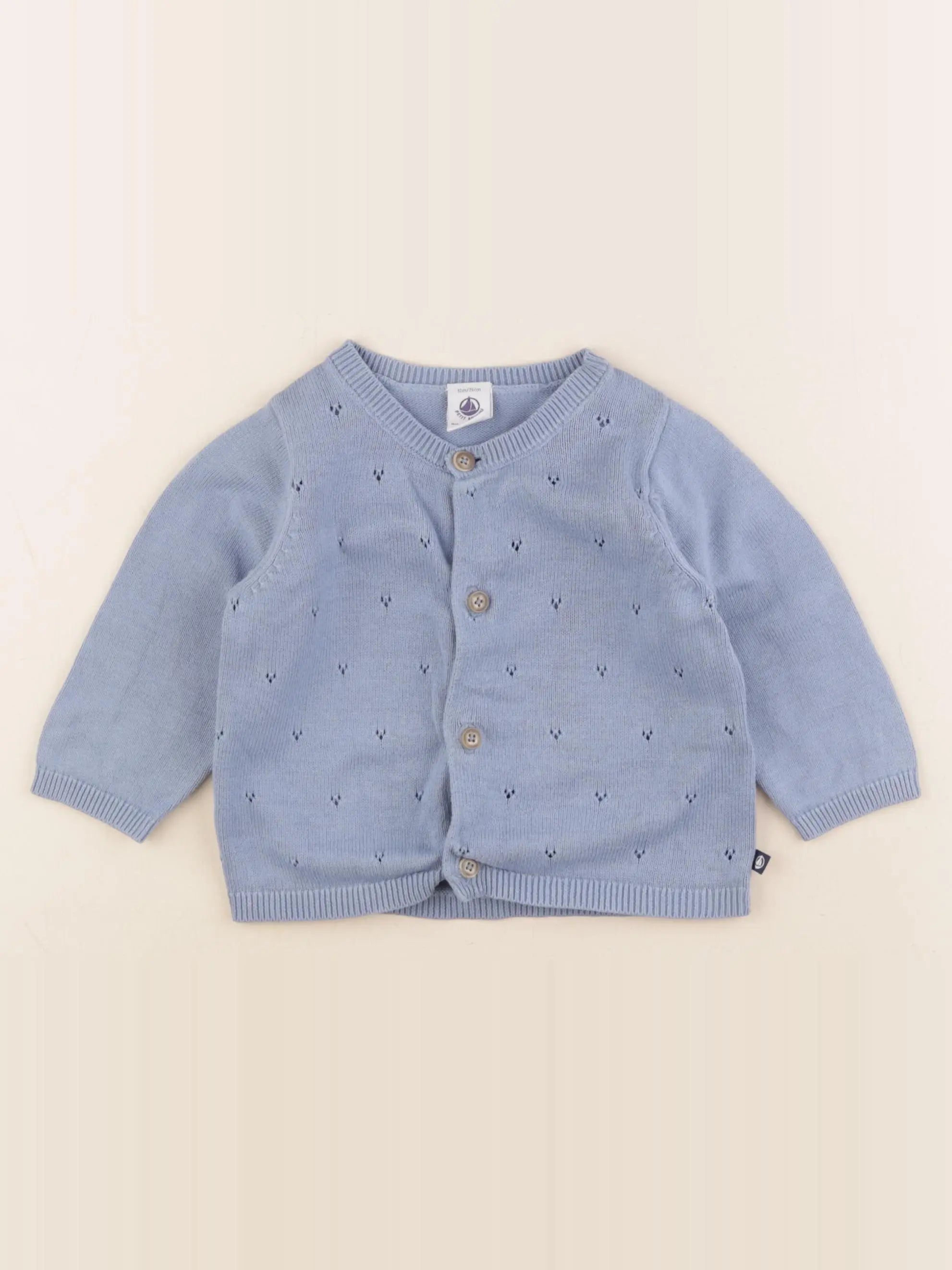 Petit Bateau - gilet bleu - 12 mois