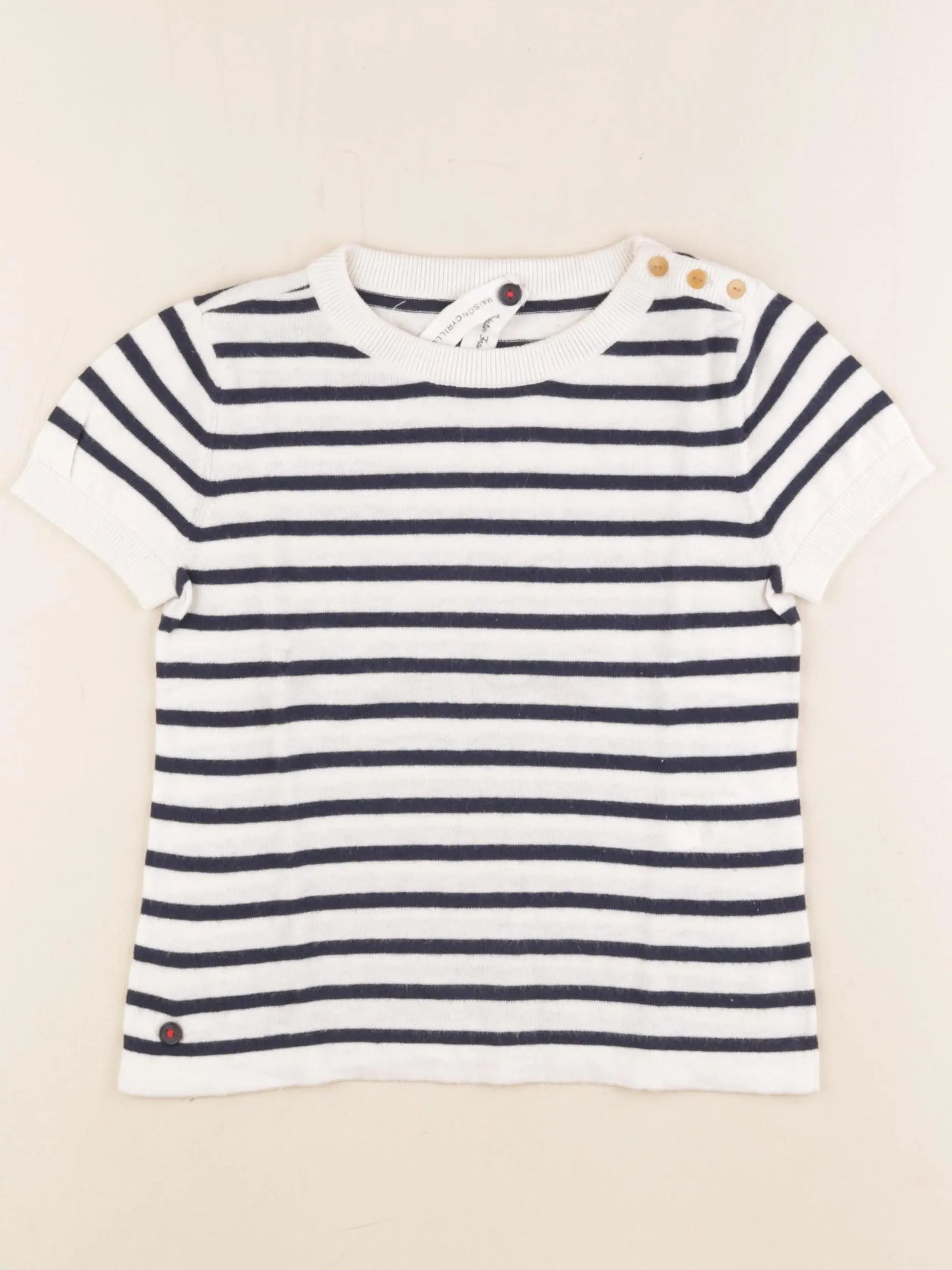 Cyrillus - pull blanc, bleu - 8 ans