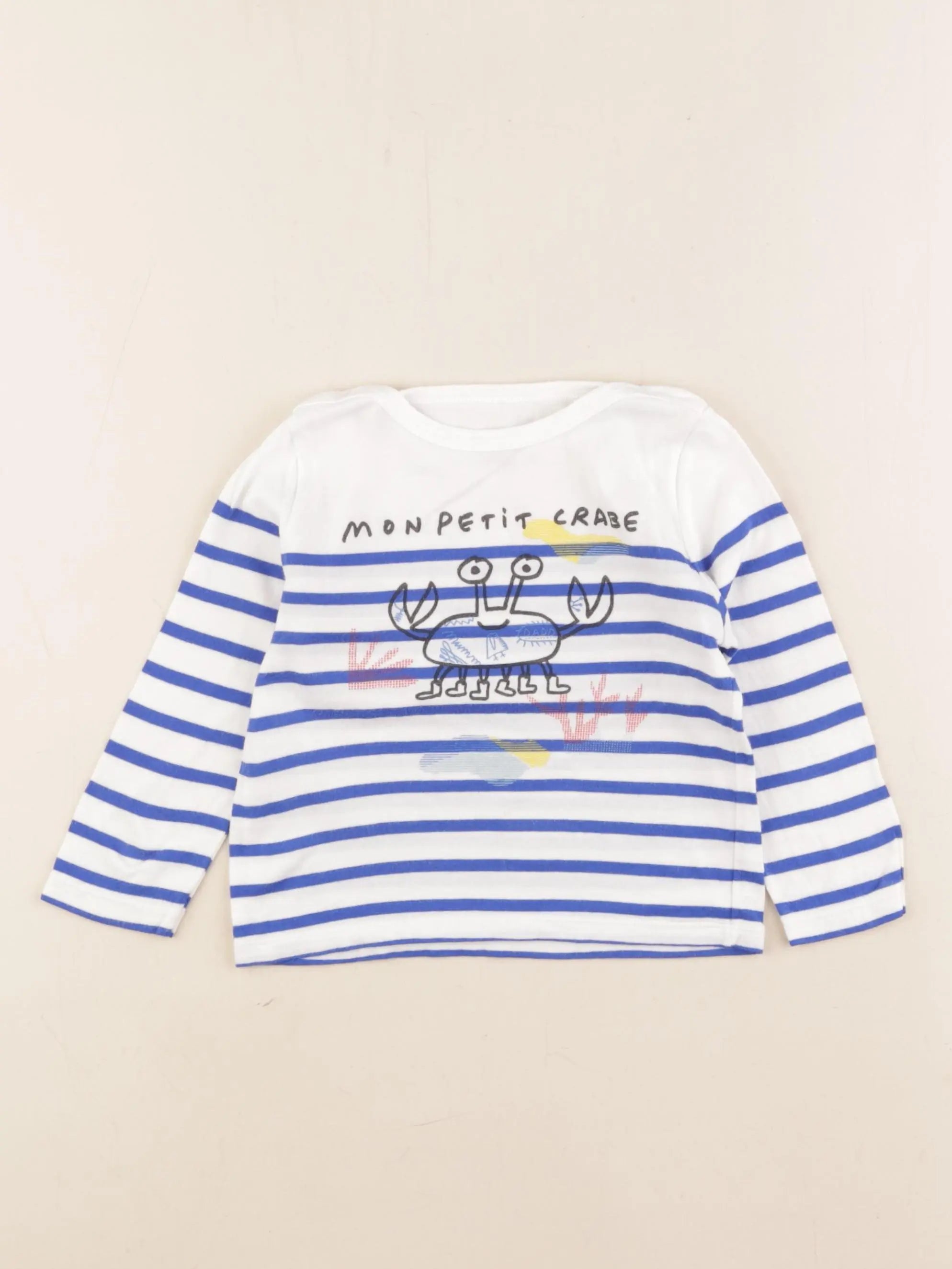 Petit Bateau - tee-shirt imprimé au dos bleu - 24 mois