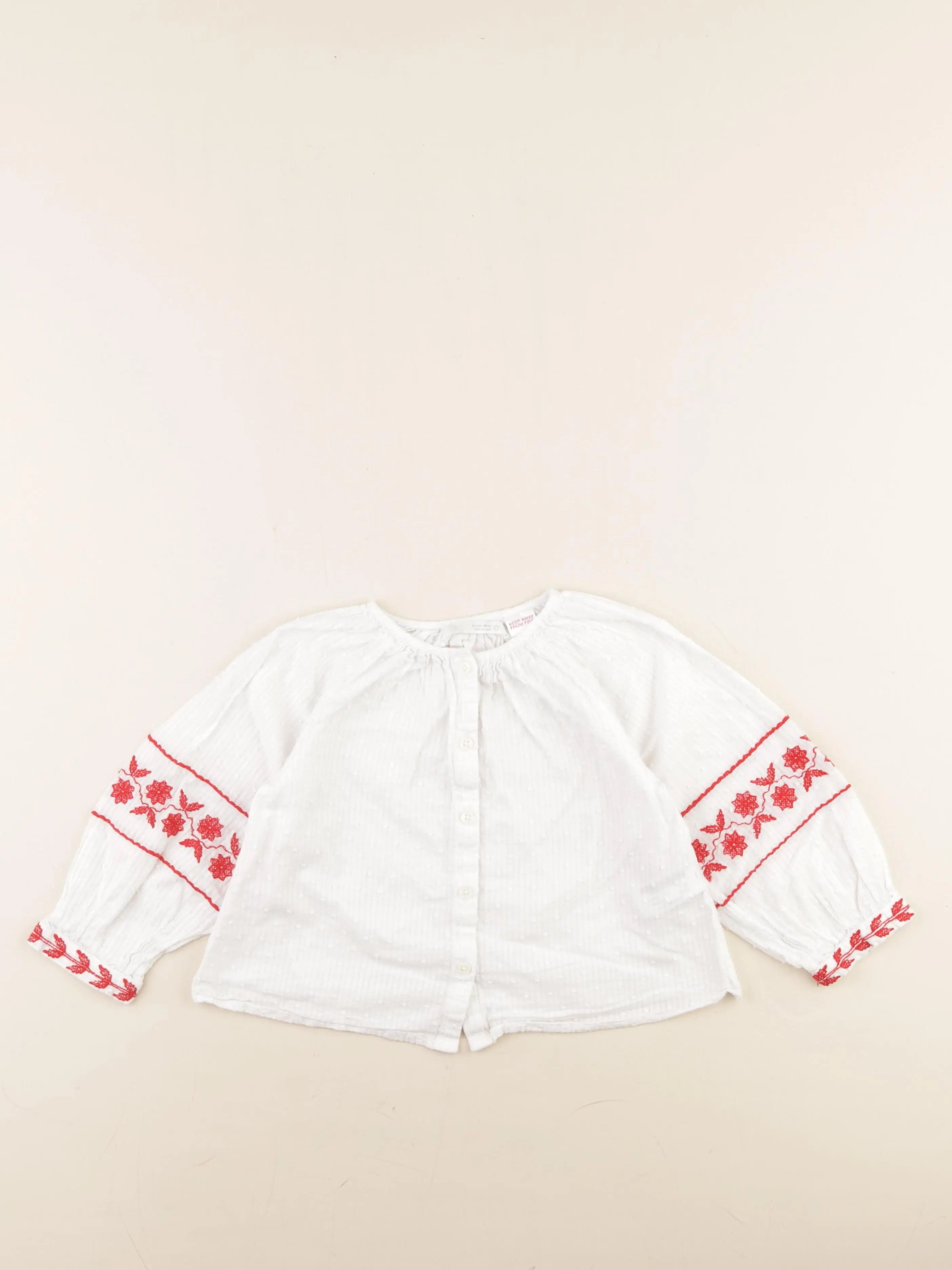 Zara - blouse blanc, rouge - 3 ans