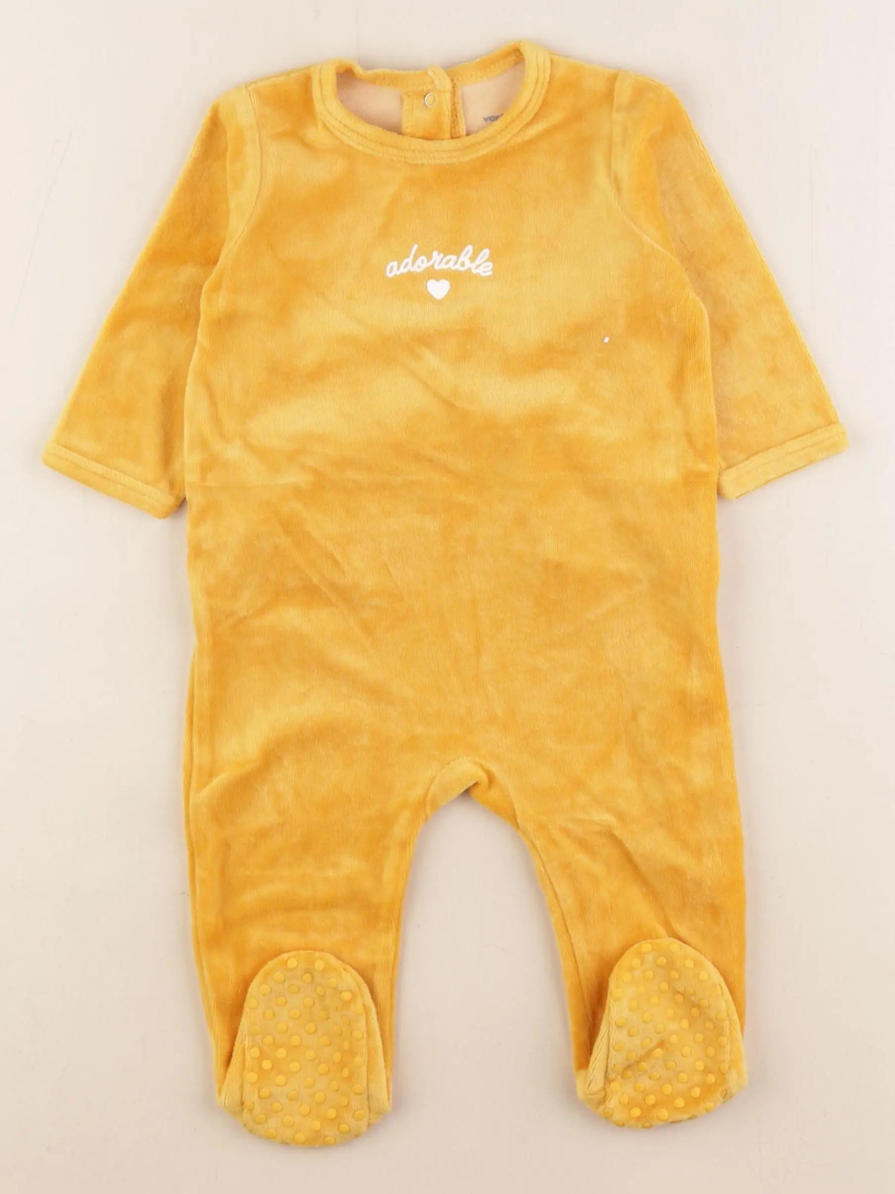 Vertbaudet - pyjama velours jaune - 9 mois