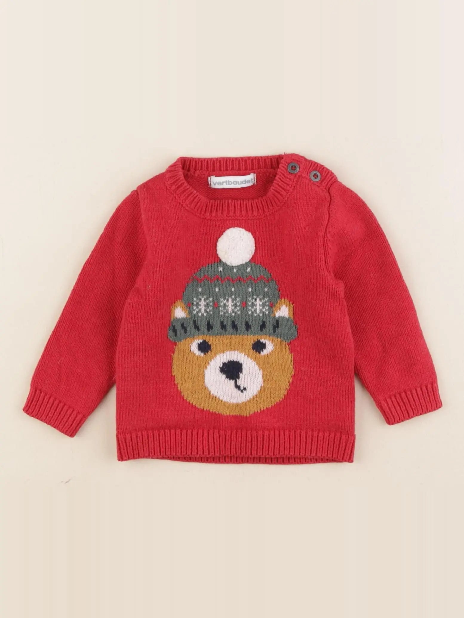 Vertbaudet - pull rouge - 3 mois