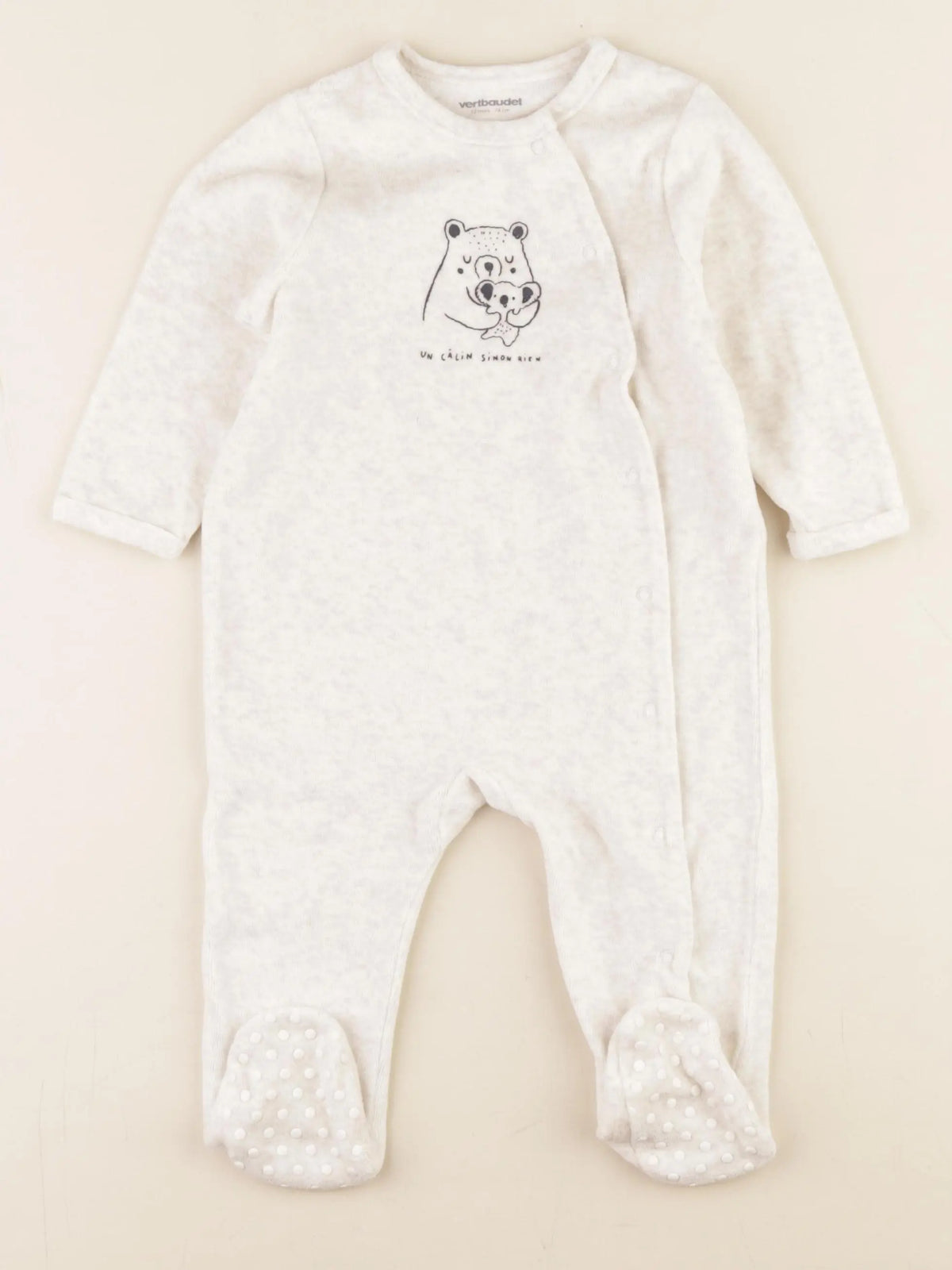 Vertbaudet - pyjama velours beige - 12 mois
