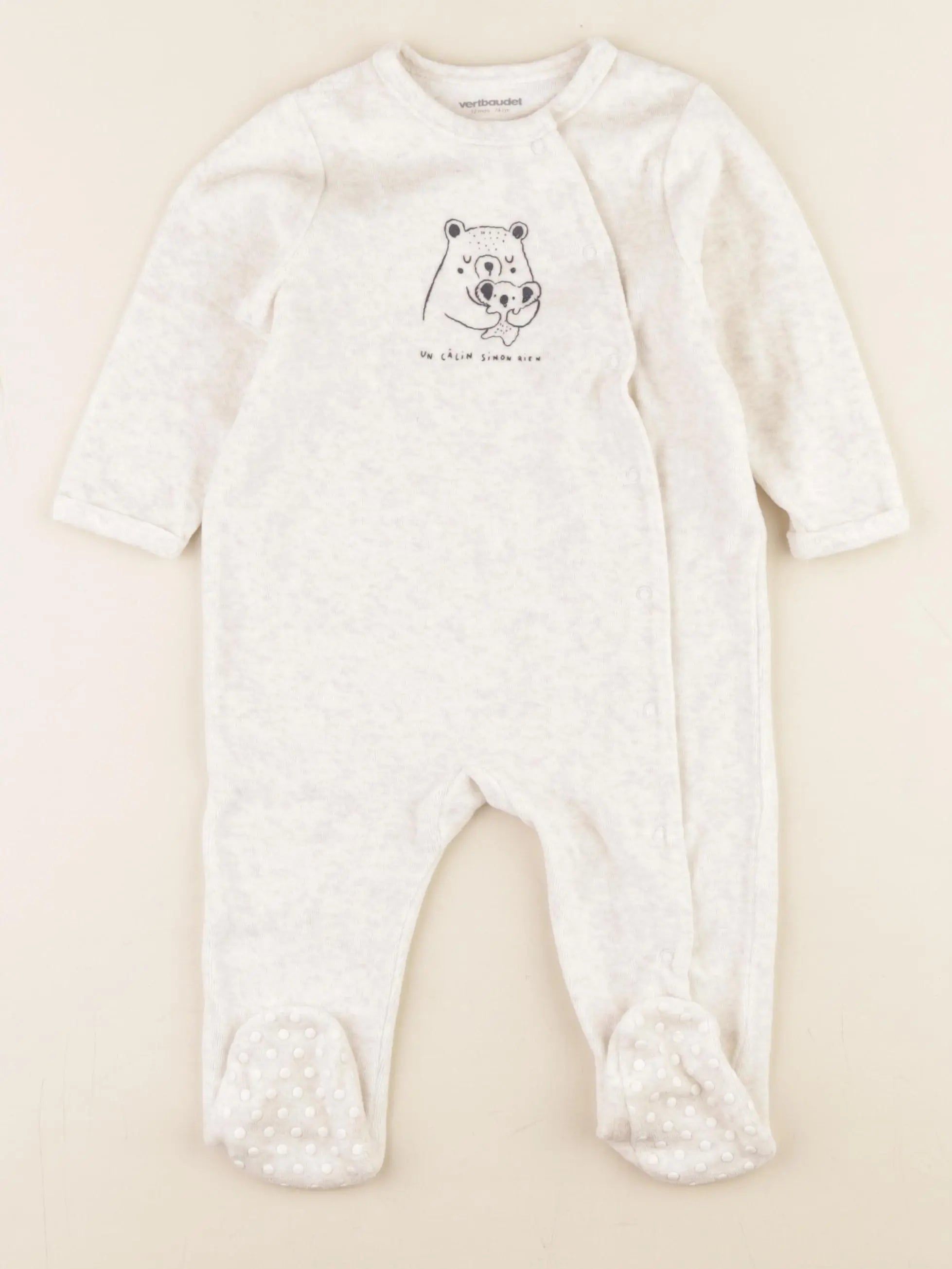 Vertbaudet - pyjama velours beige - 12 mois