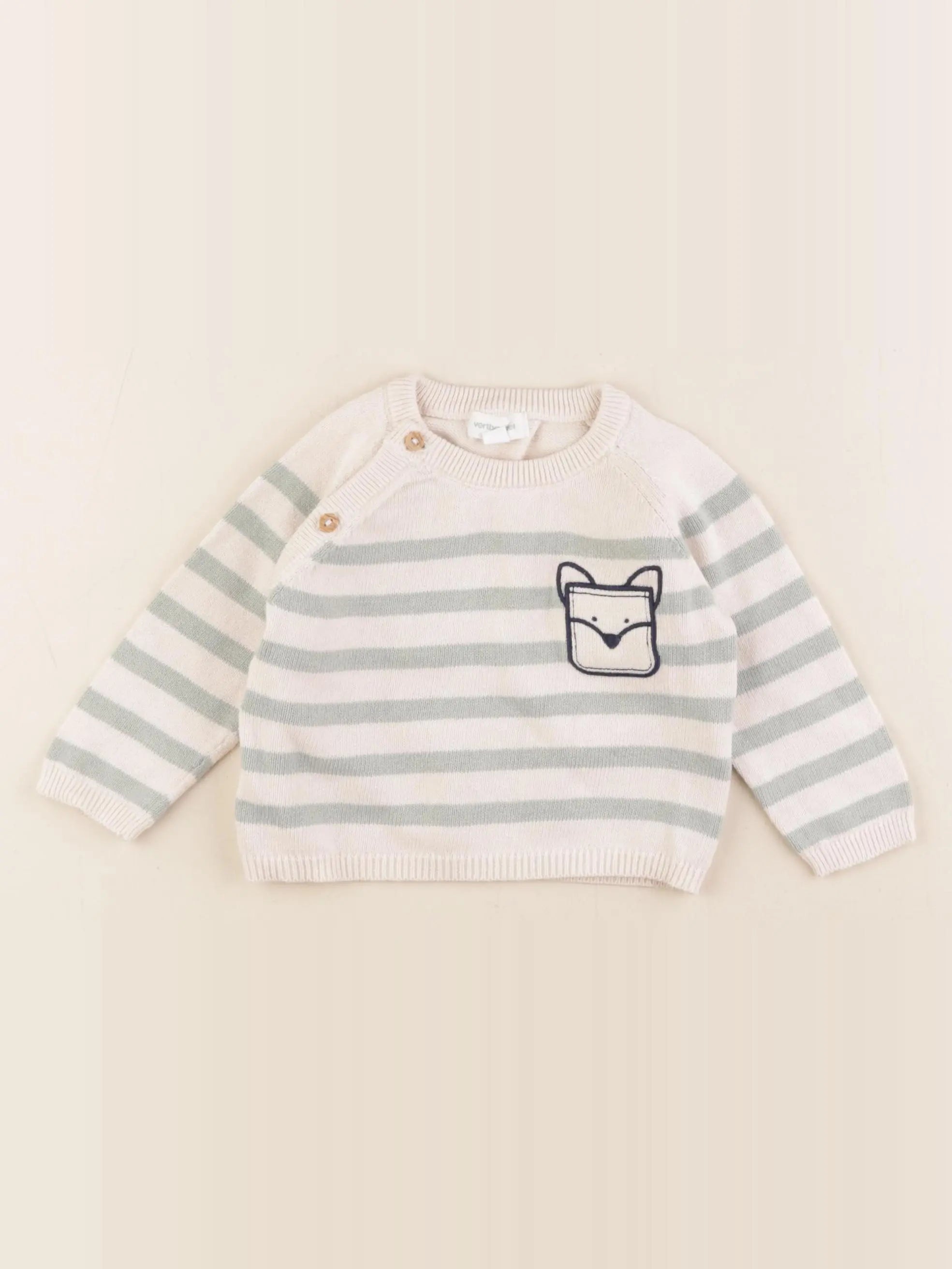 Vertbaudet - pull blanc - 6 mois