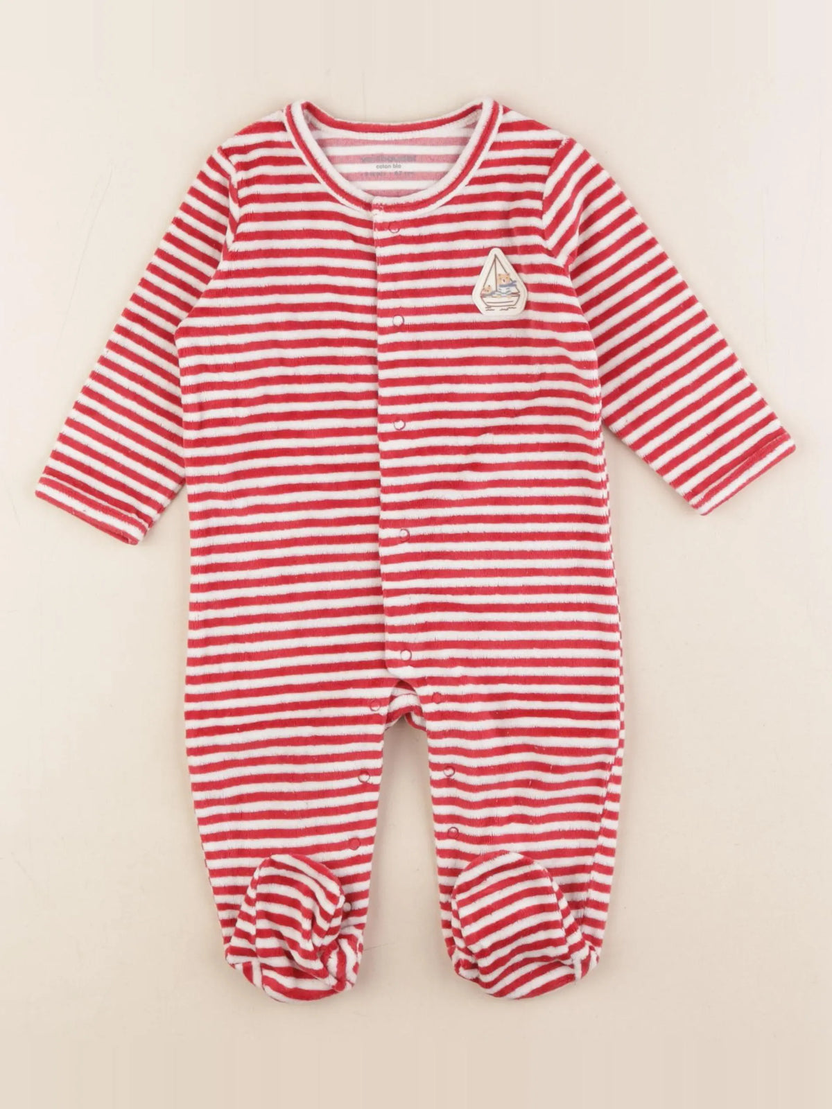Vertbaudet - pyjama velours rouge - 6 mois