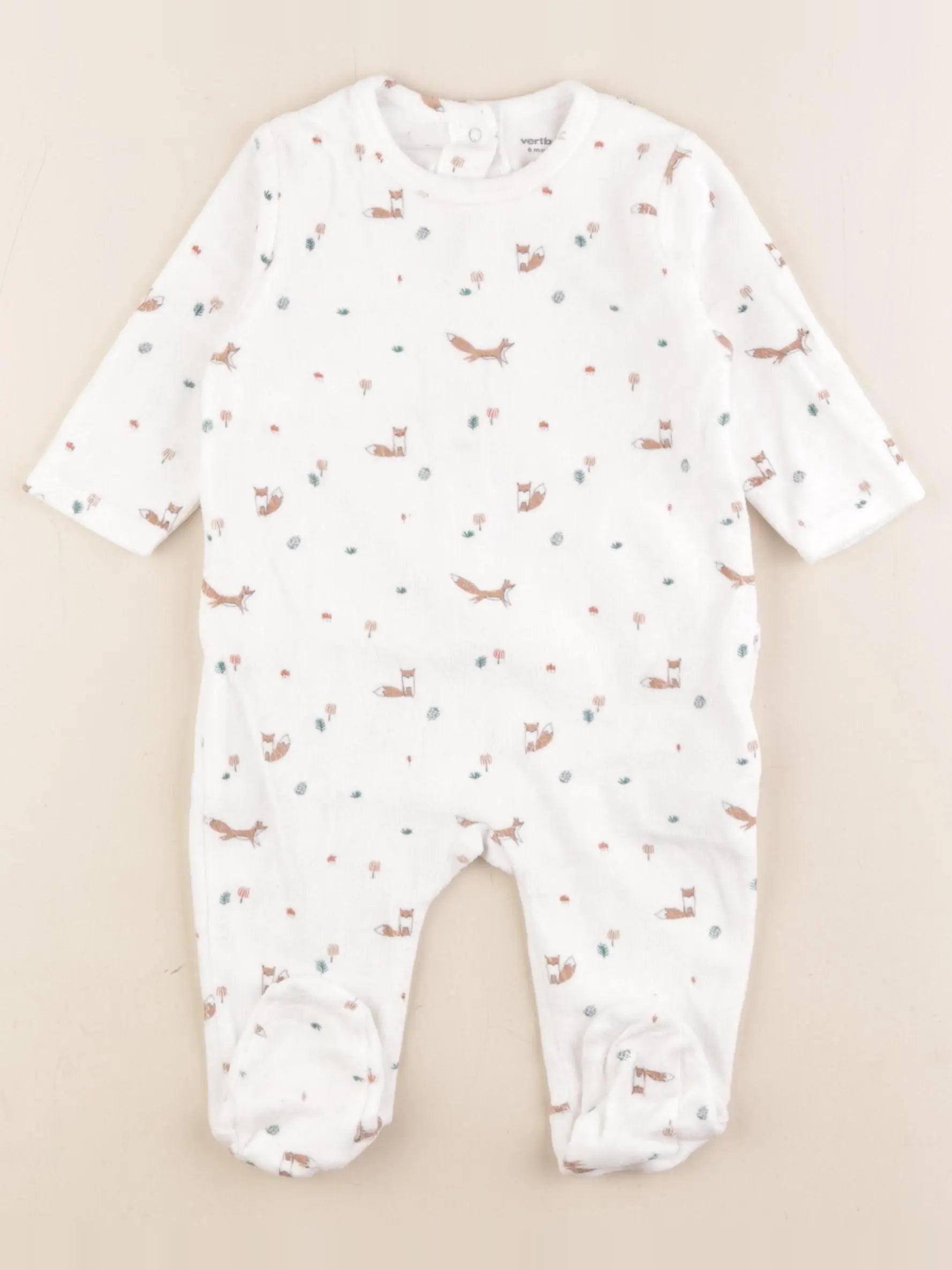 Vertbaudet - pyjama velours blanc - 6 mois