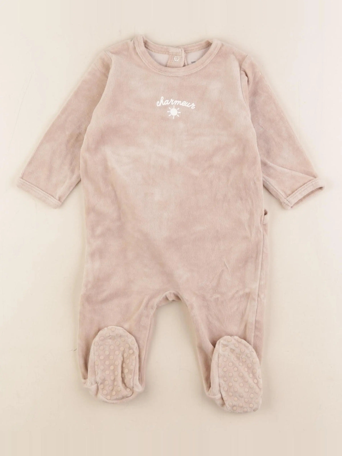 Vertbaudet - pyjama velours beige - 9 mois