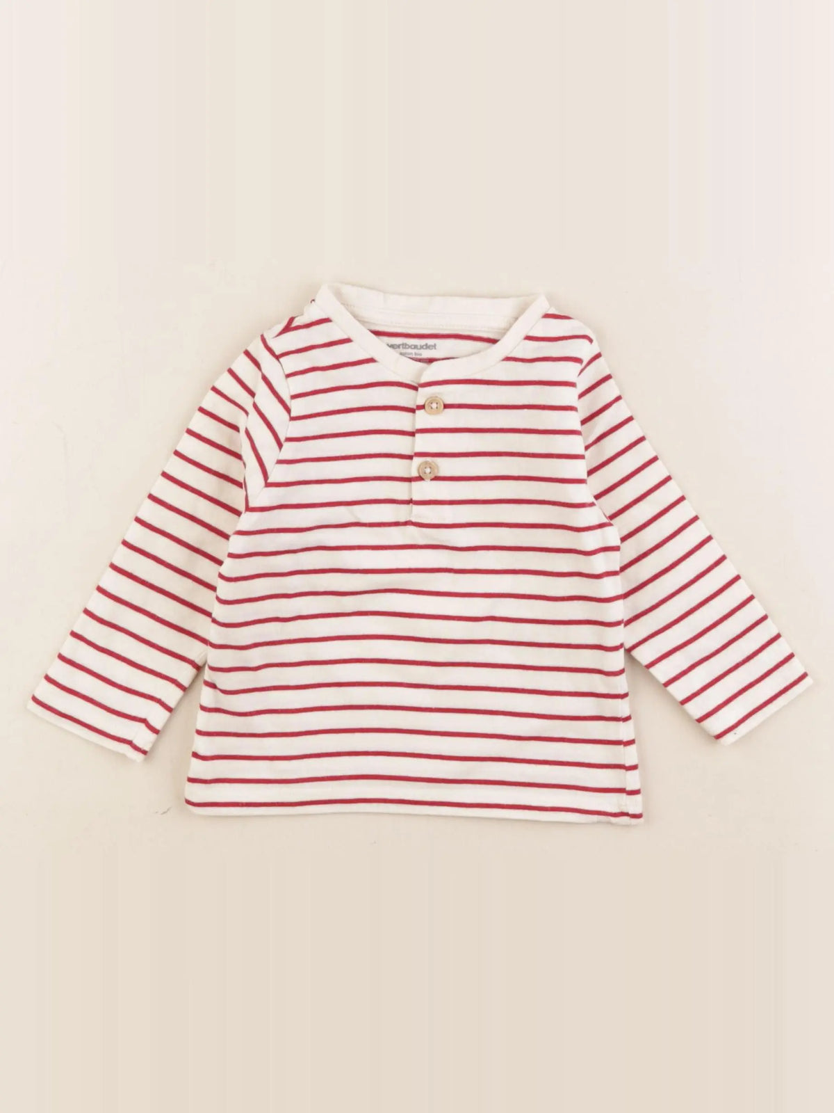 Vertbaudet - tee-shirt beige - 6 mois