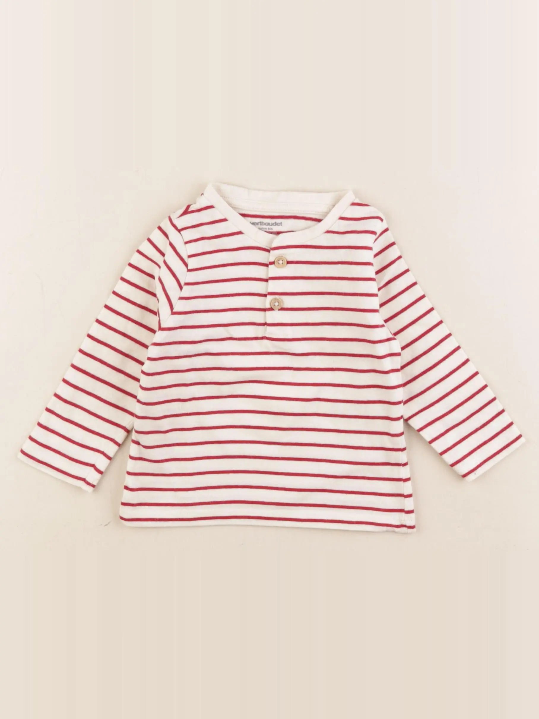 Vertbaudet - tee-shirt beige - 6 mois