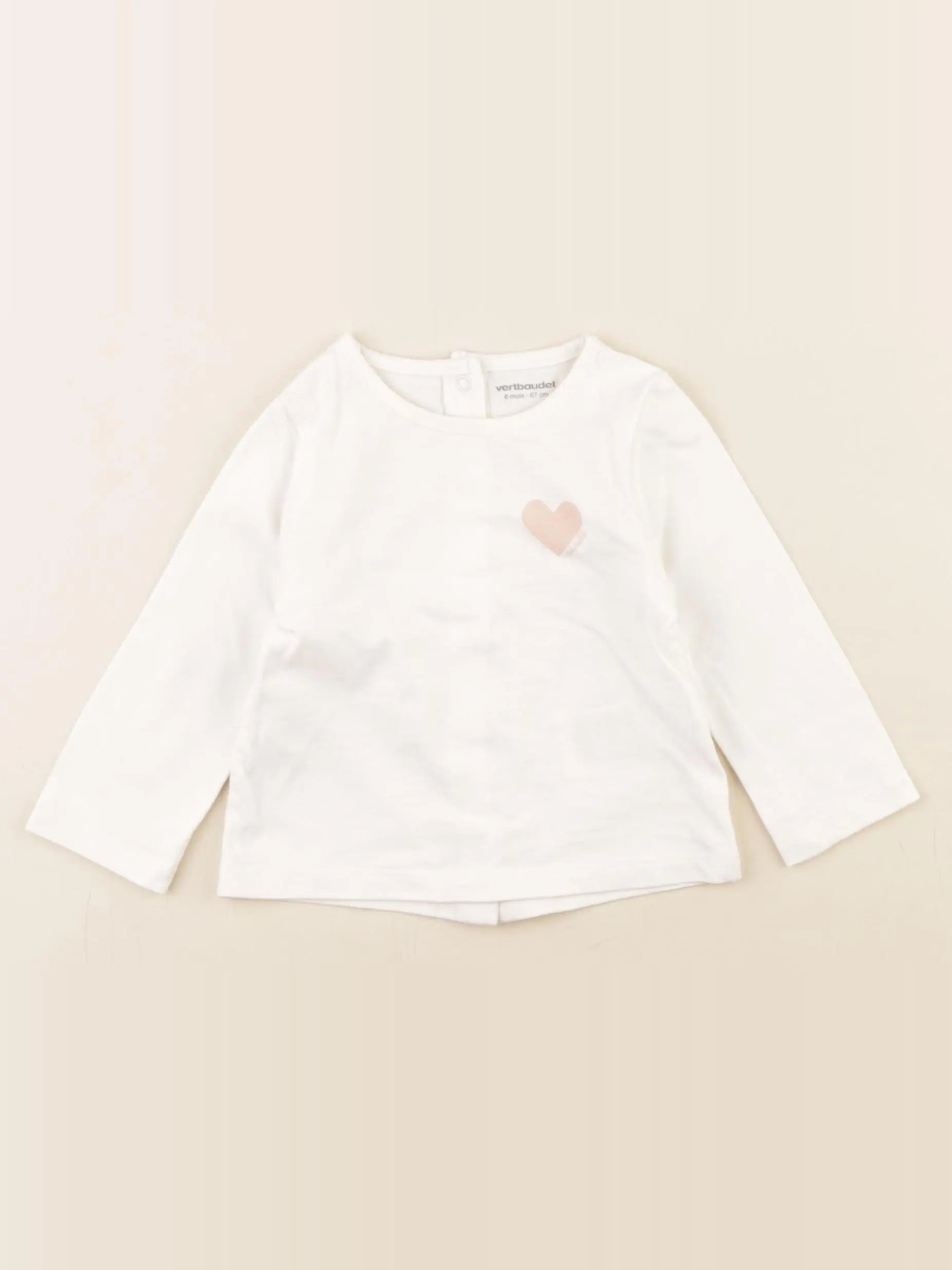 Vertbaudet - tee-shirt blanc - 6 mois