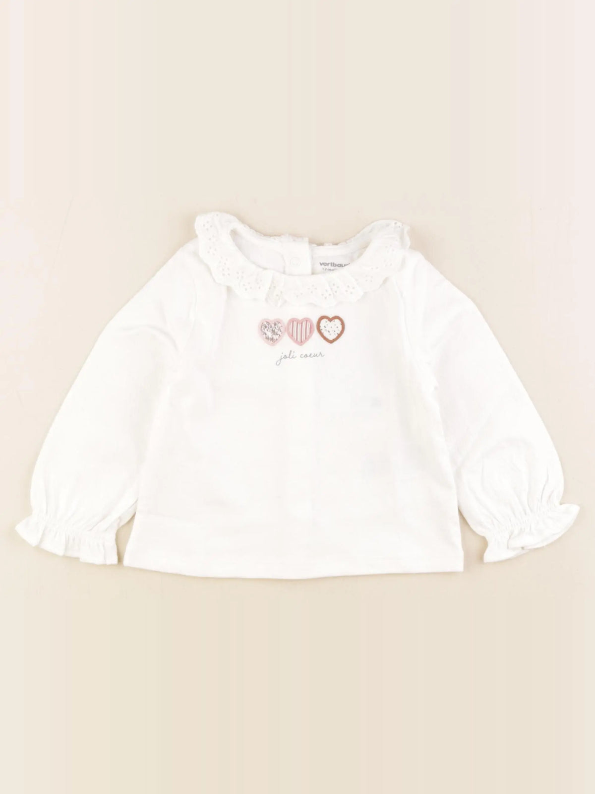 Vertbaudet - tee-shirt blanc - 12 mois