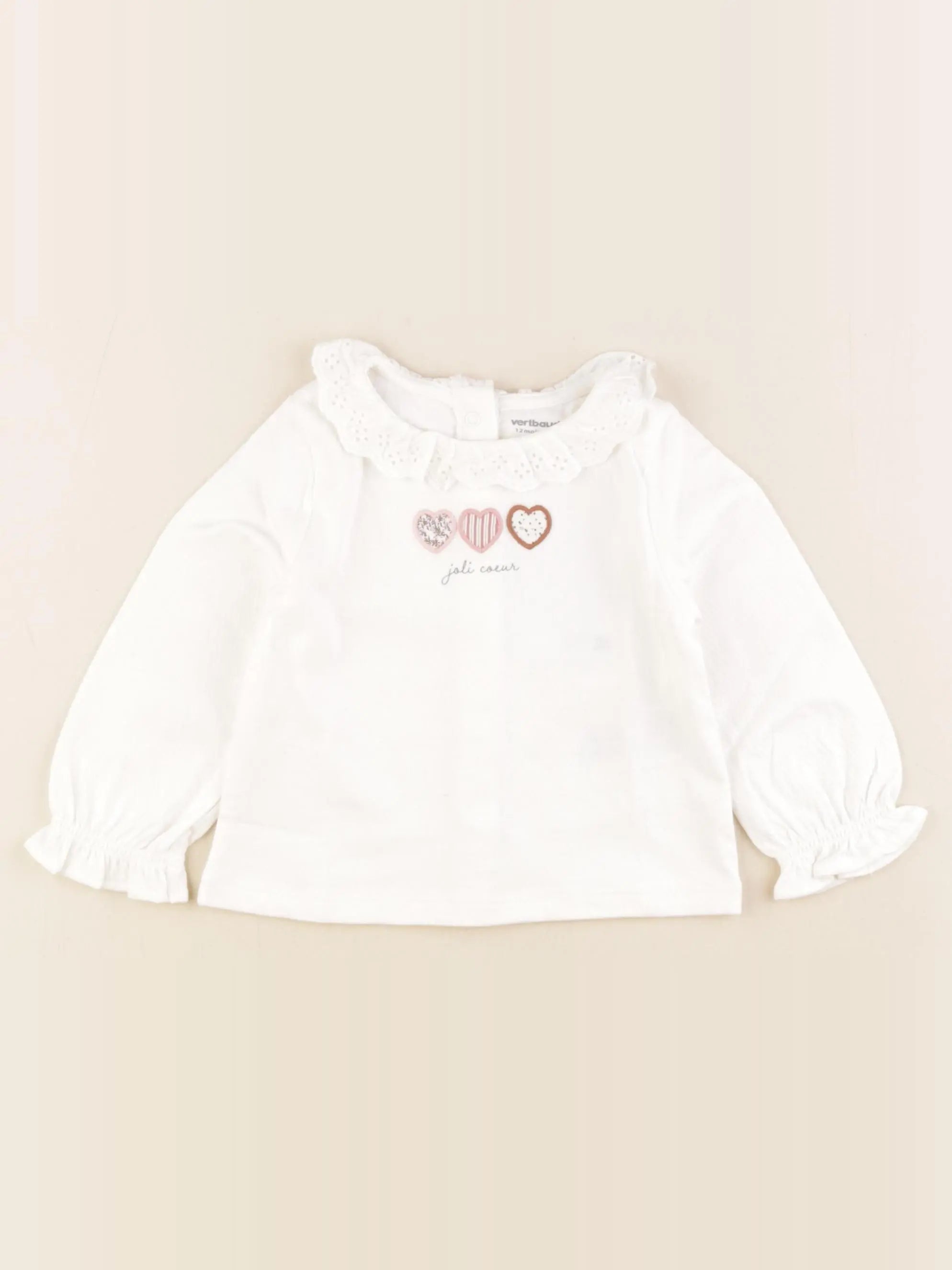 Vertbaudet - tee-shirt blanc - 12 mois
