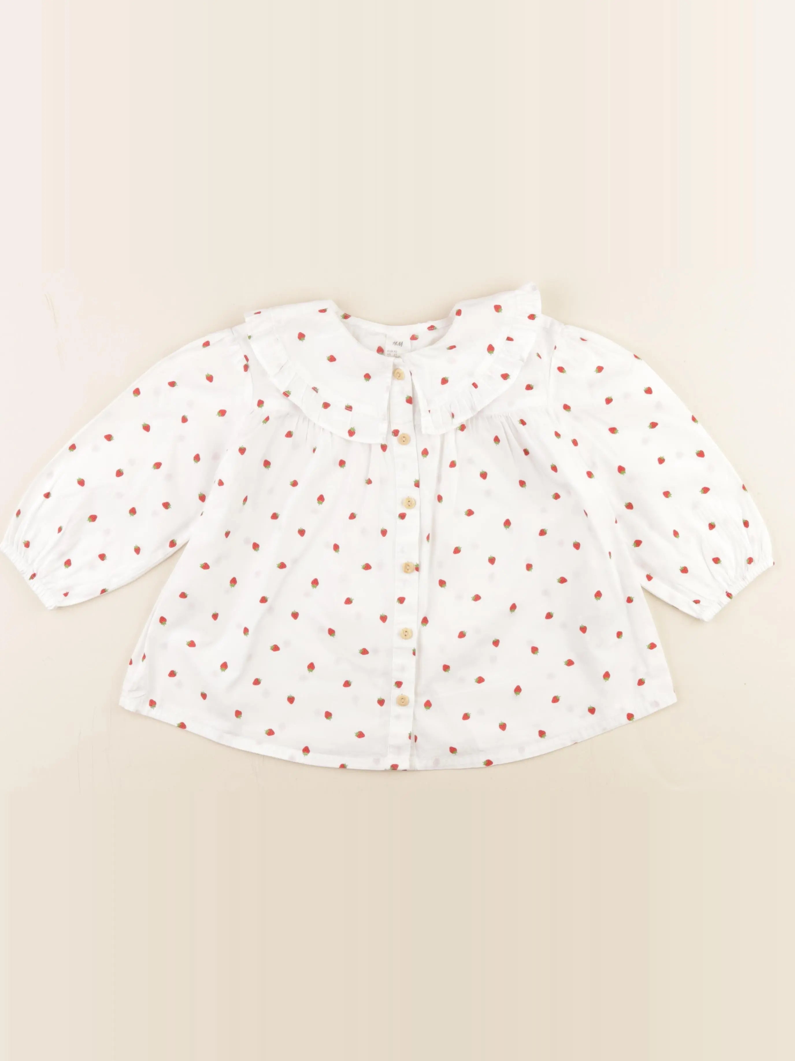 H&M - blouse blanc, rouge - 18/24 mois
