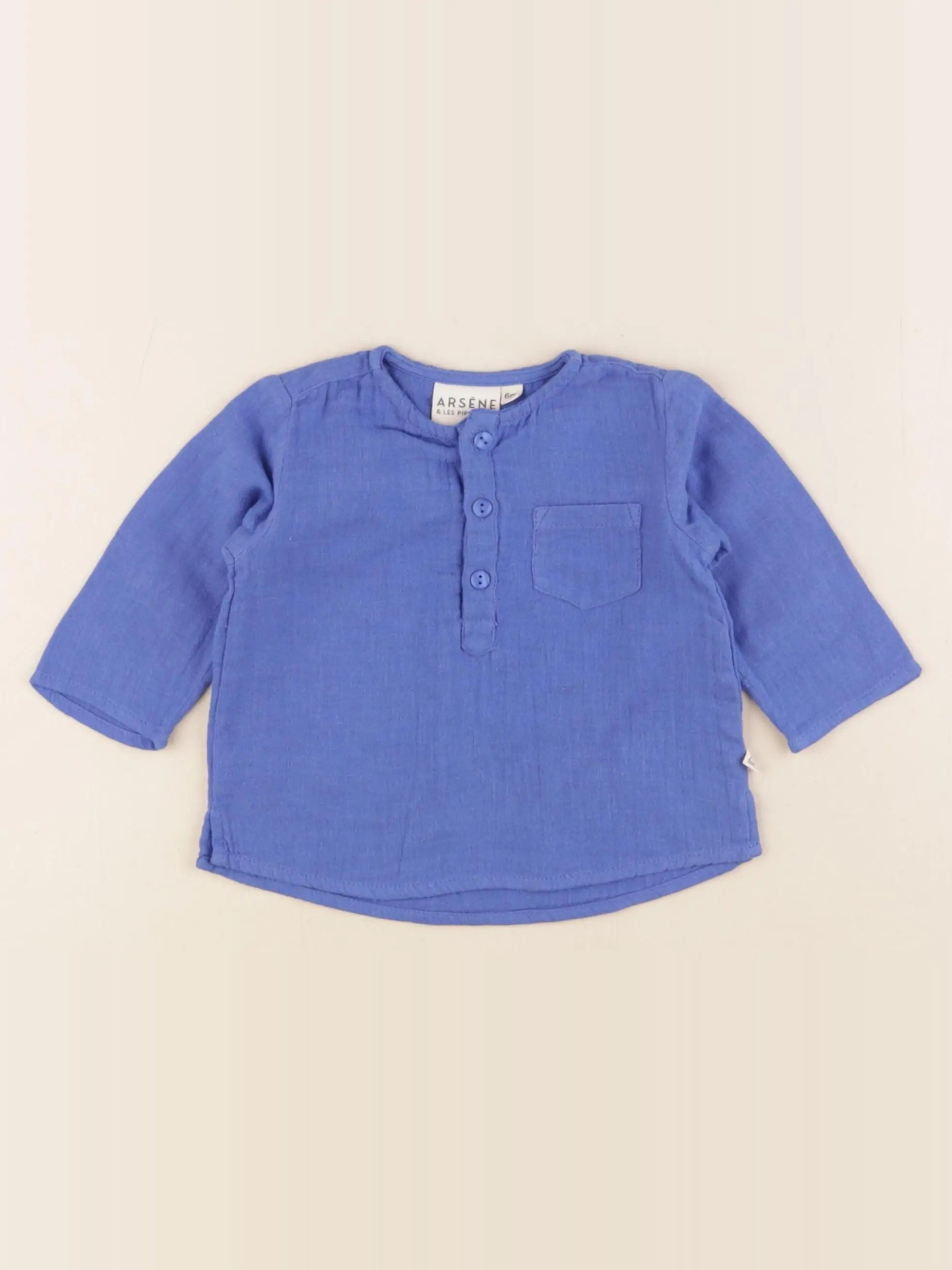 Arsène et les pipelettes - blouse bleu - 6 mois