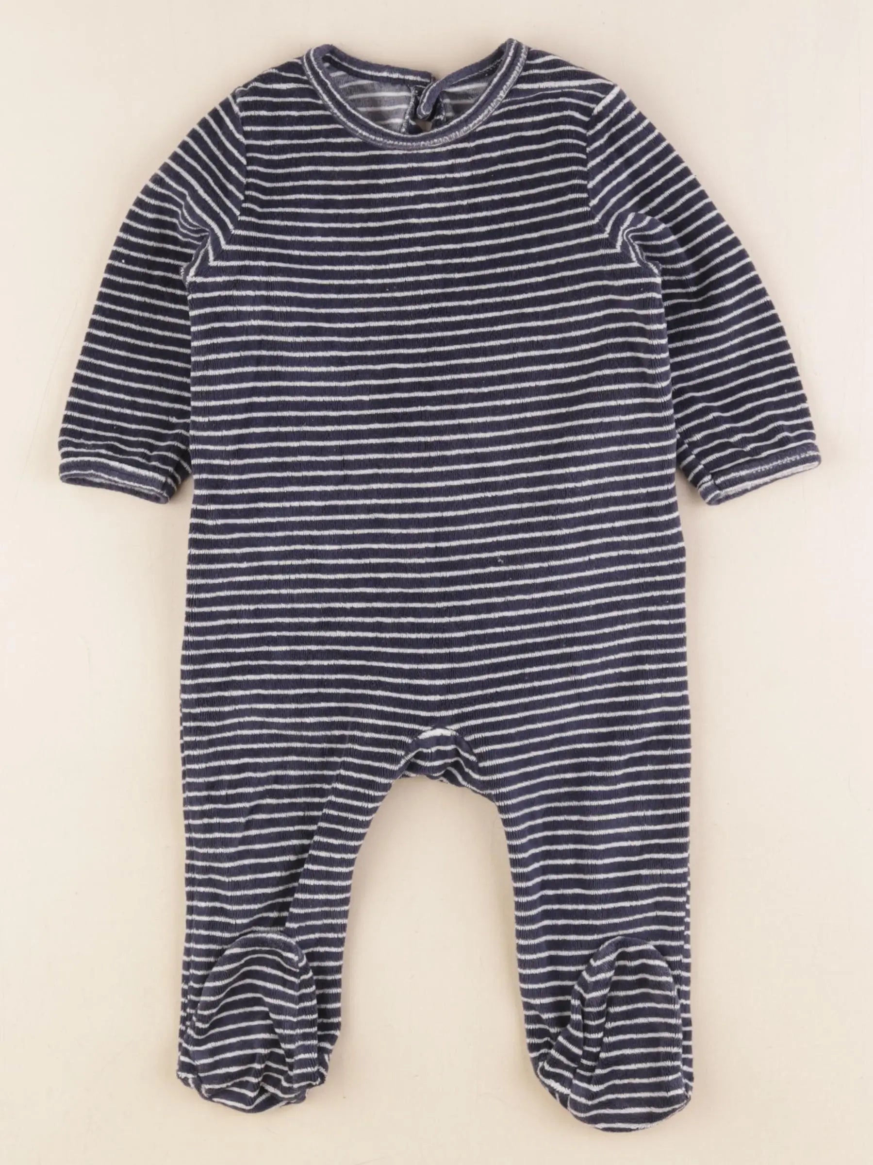Vertbaudet - pyjama velours bleu - 9 mois