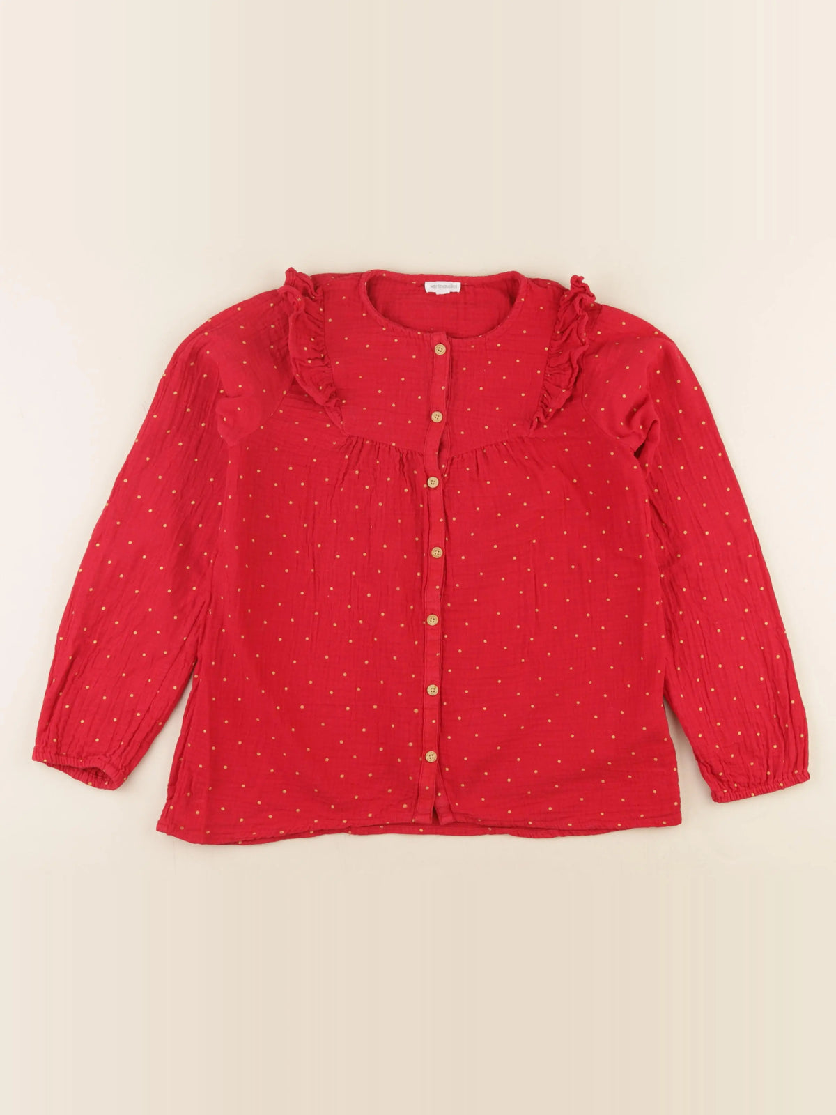 Vertbaudet - blouse rouge, or - 12 ans