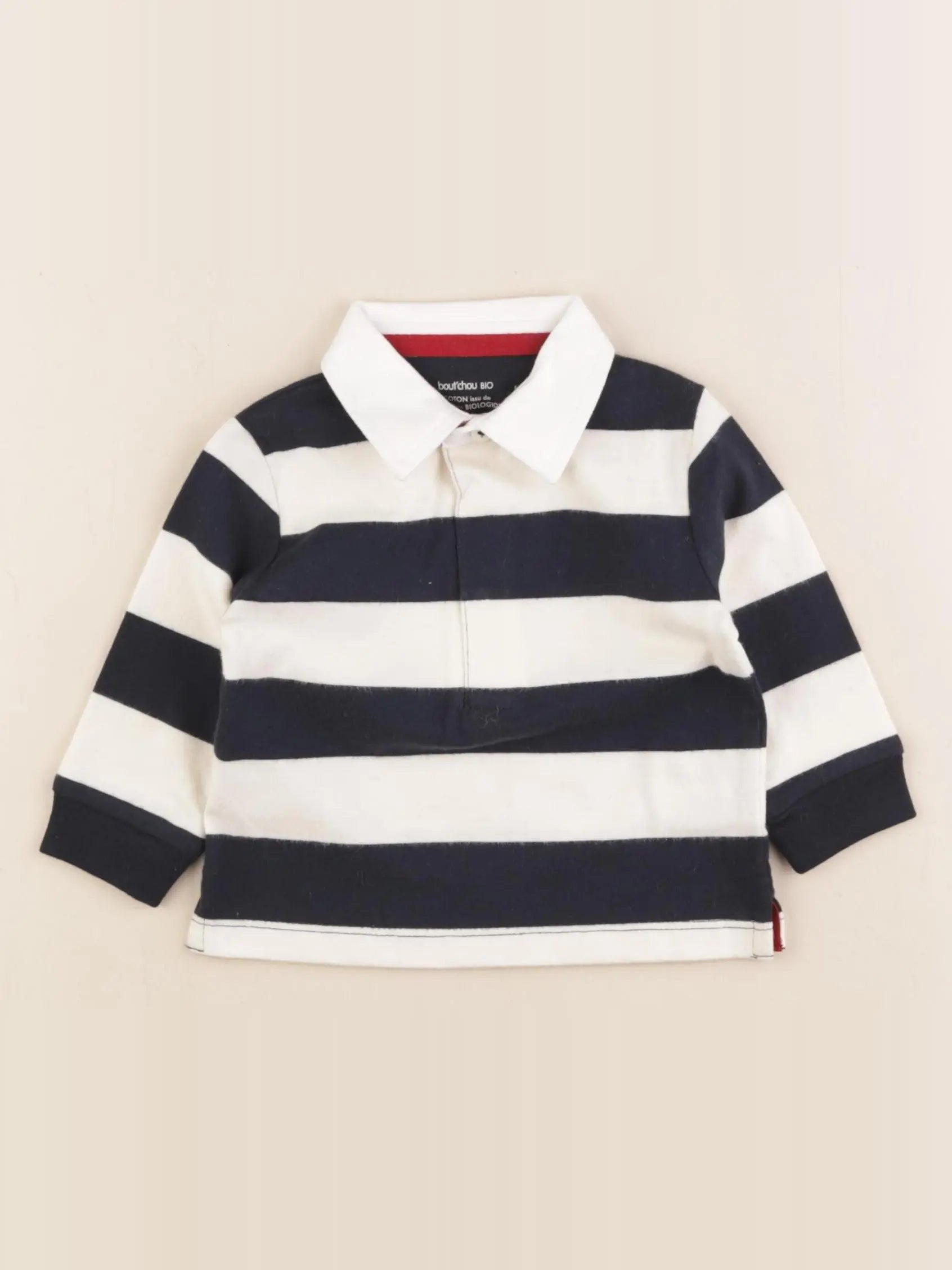 Boutchou - polo blanc, bleu - 6 mois