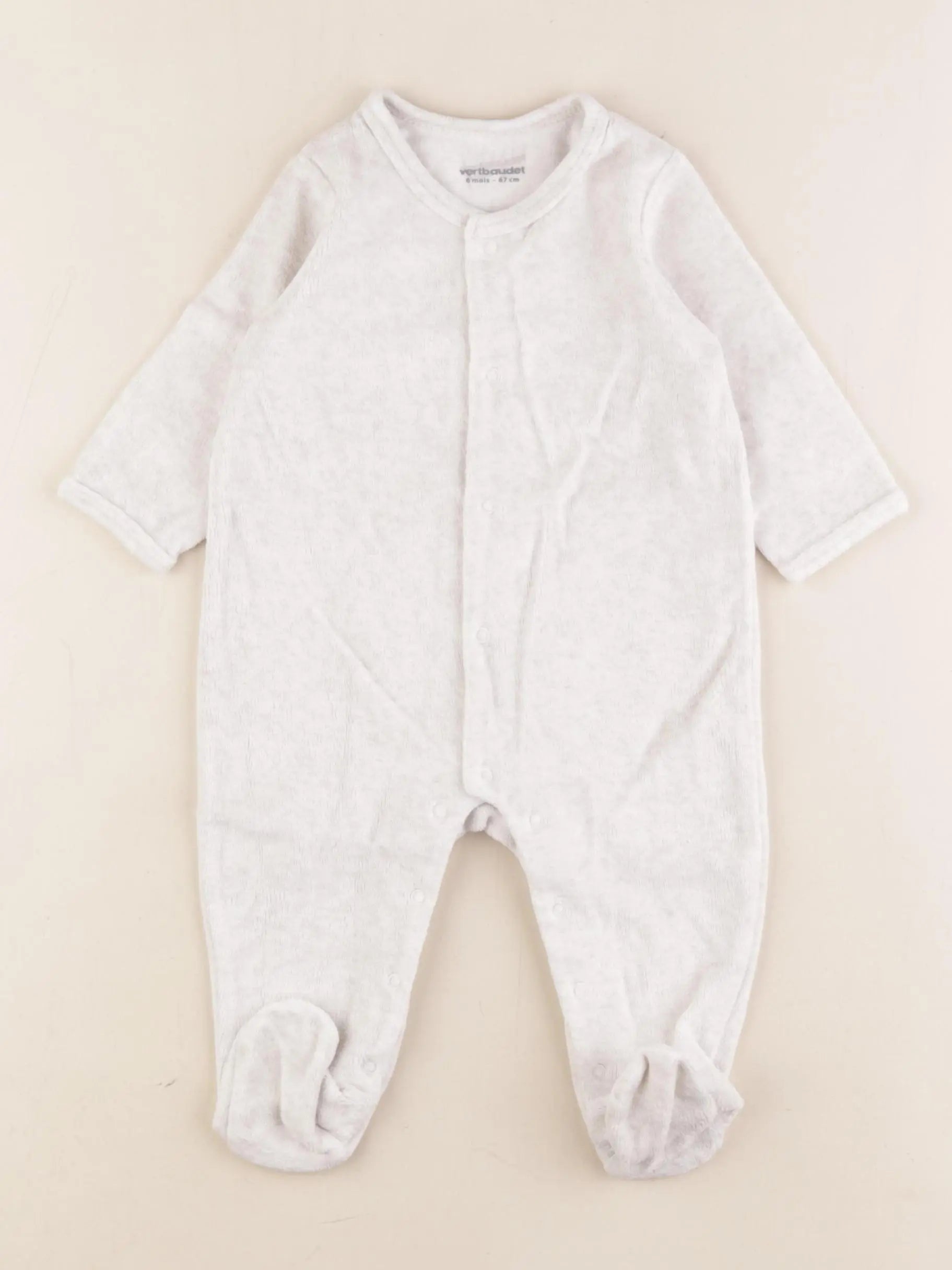 Vertbaudet - pyjama velours gris - 6 mois