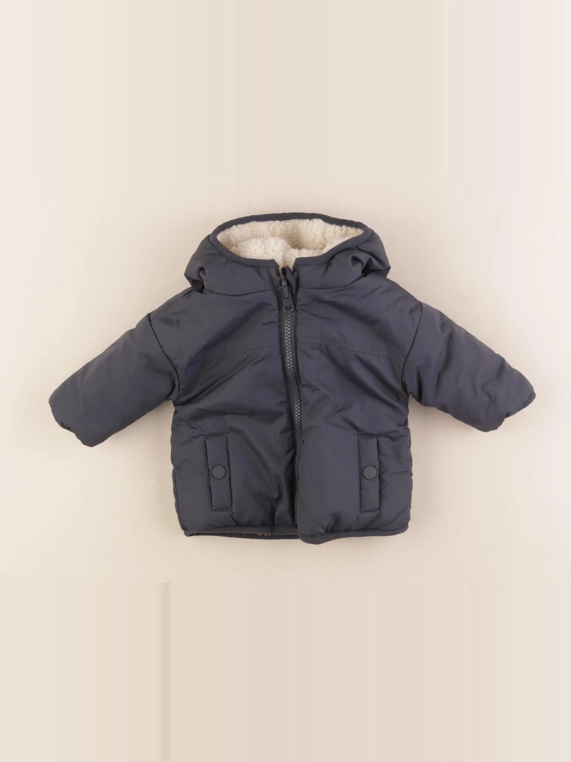 Vertbaudet - manteau réversible bleu - 3 mois