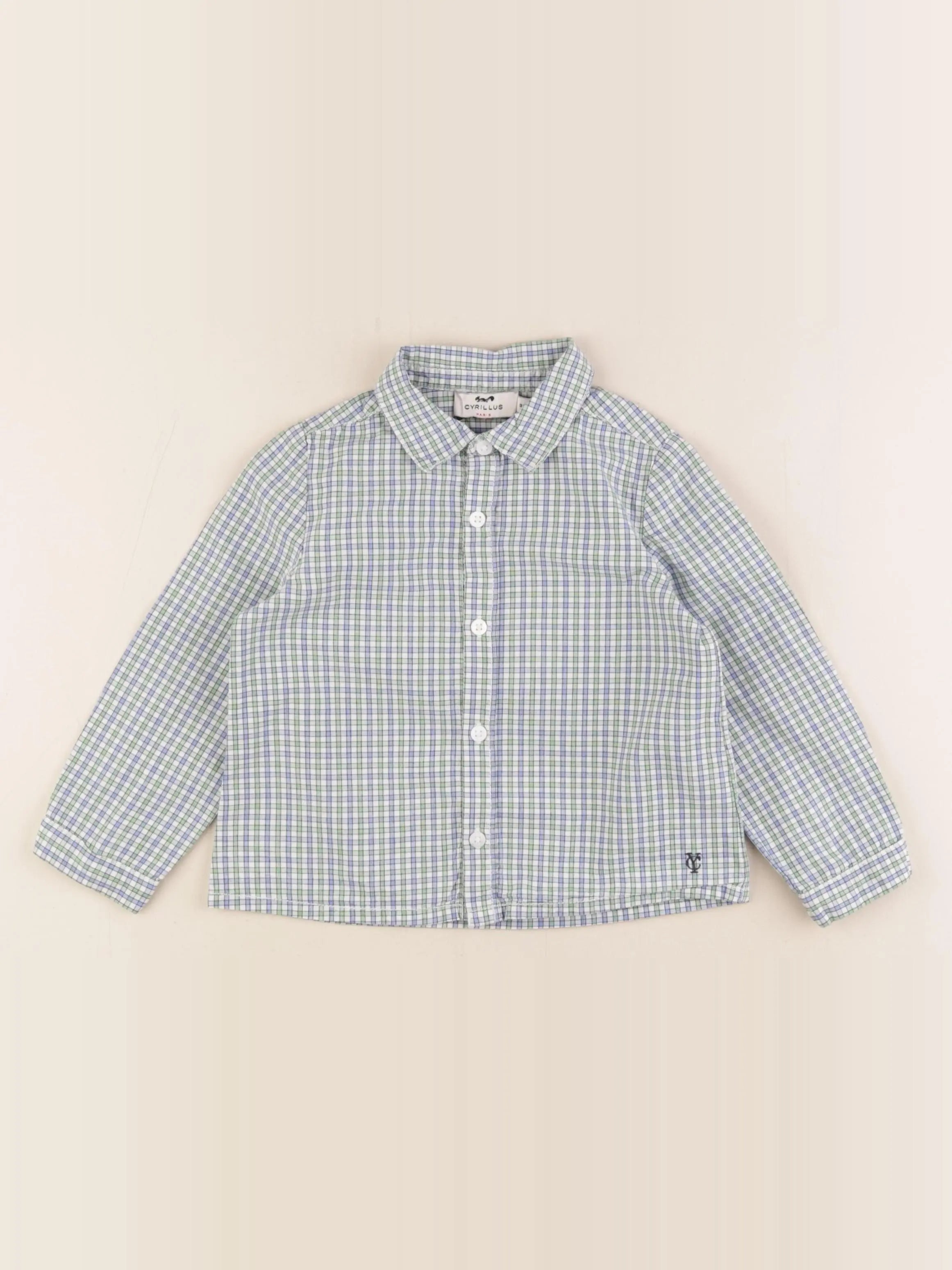 Cyrillus - chemise bleu, vert - 36 mois