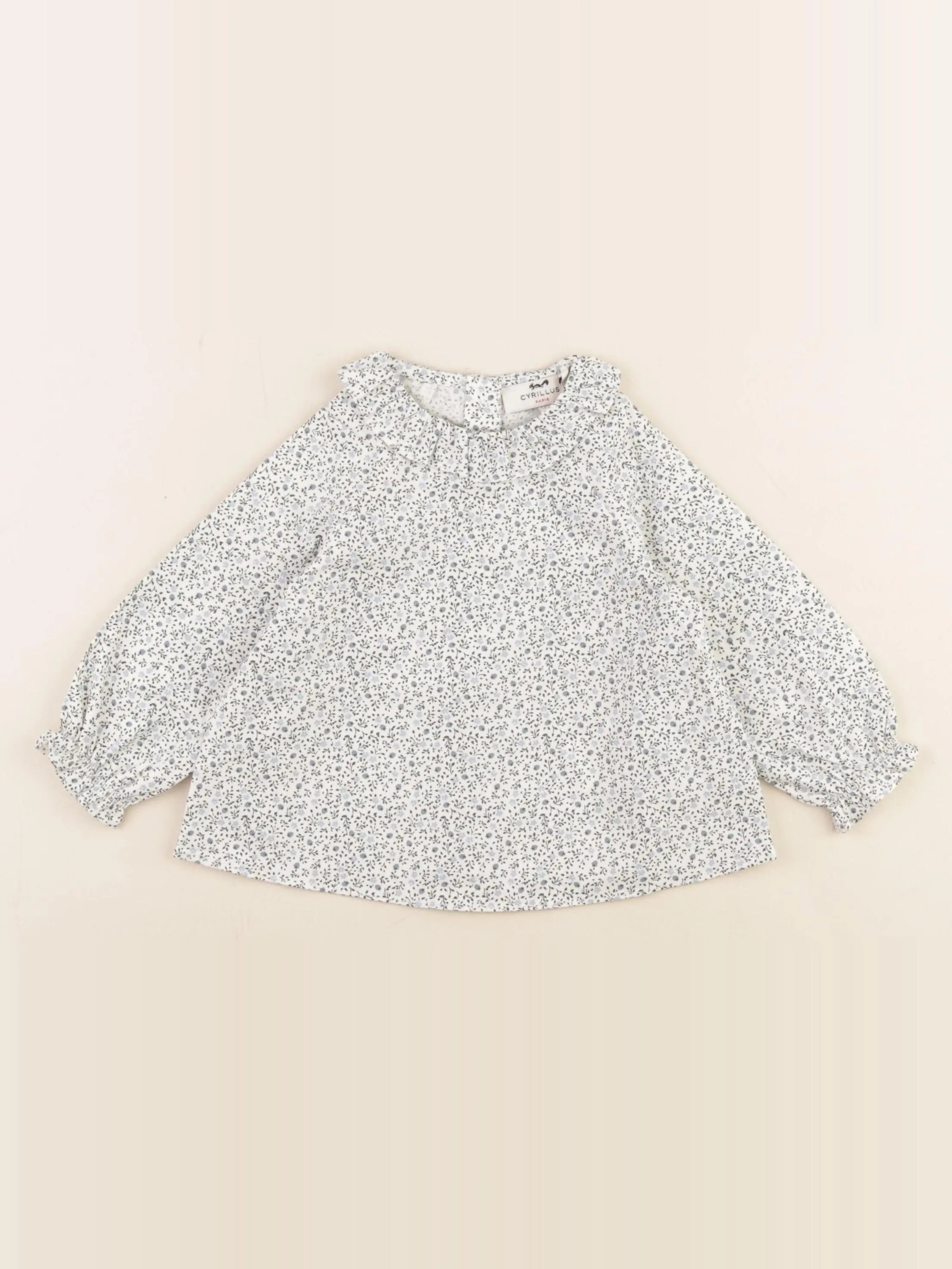Cyrillus - blouse blanc, bleu - 12 mois