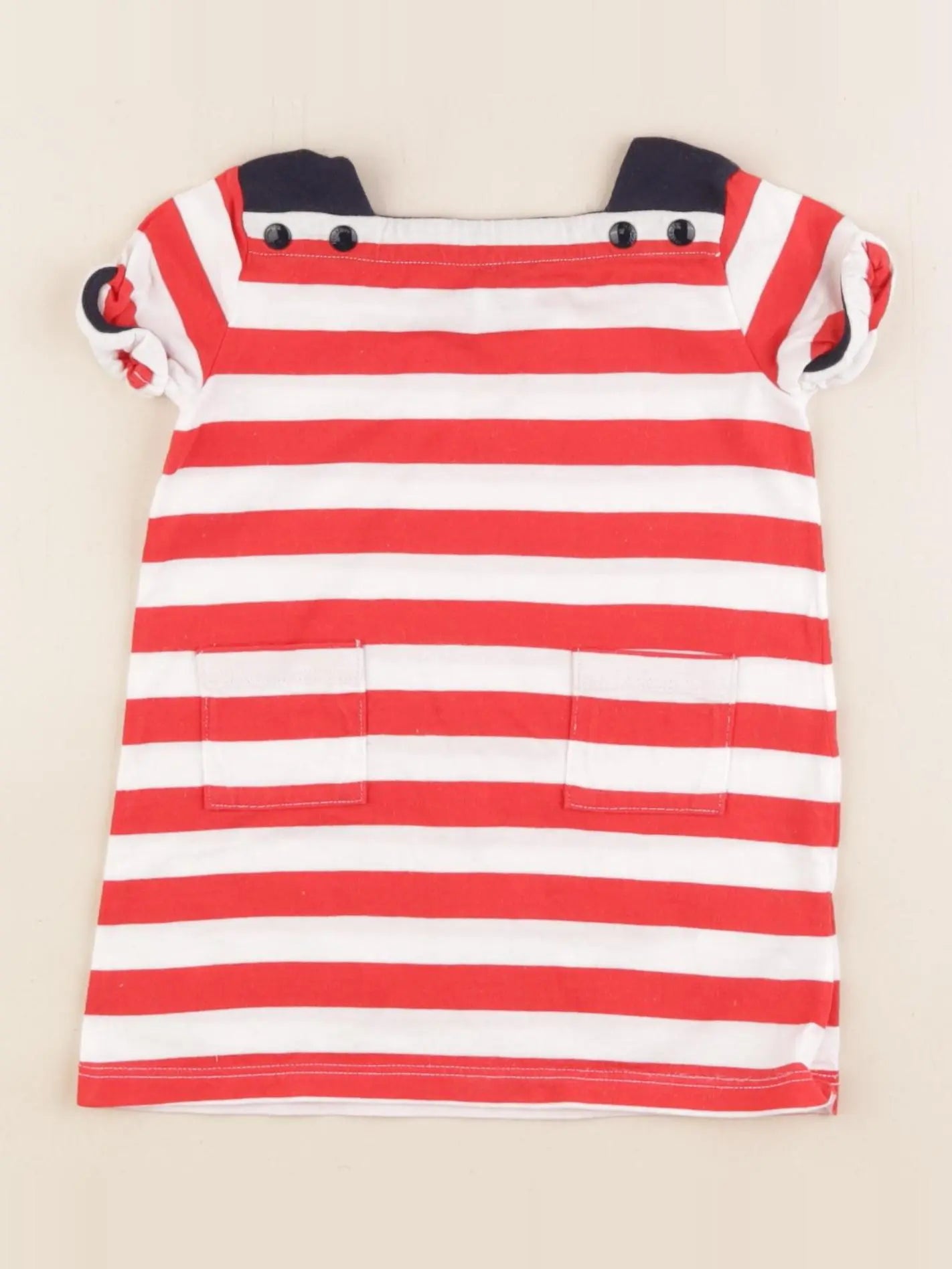 Petit Bateau - robe rouge, blanc - 6 mois