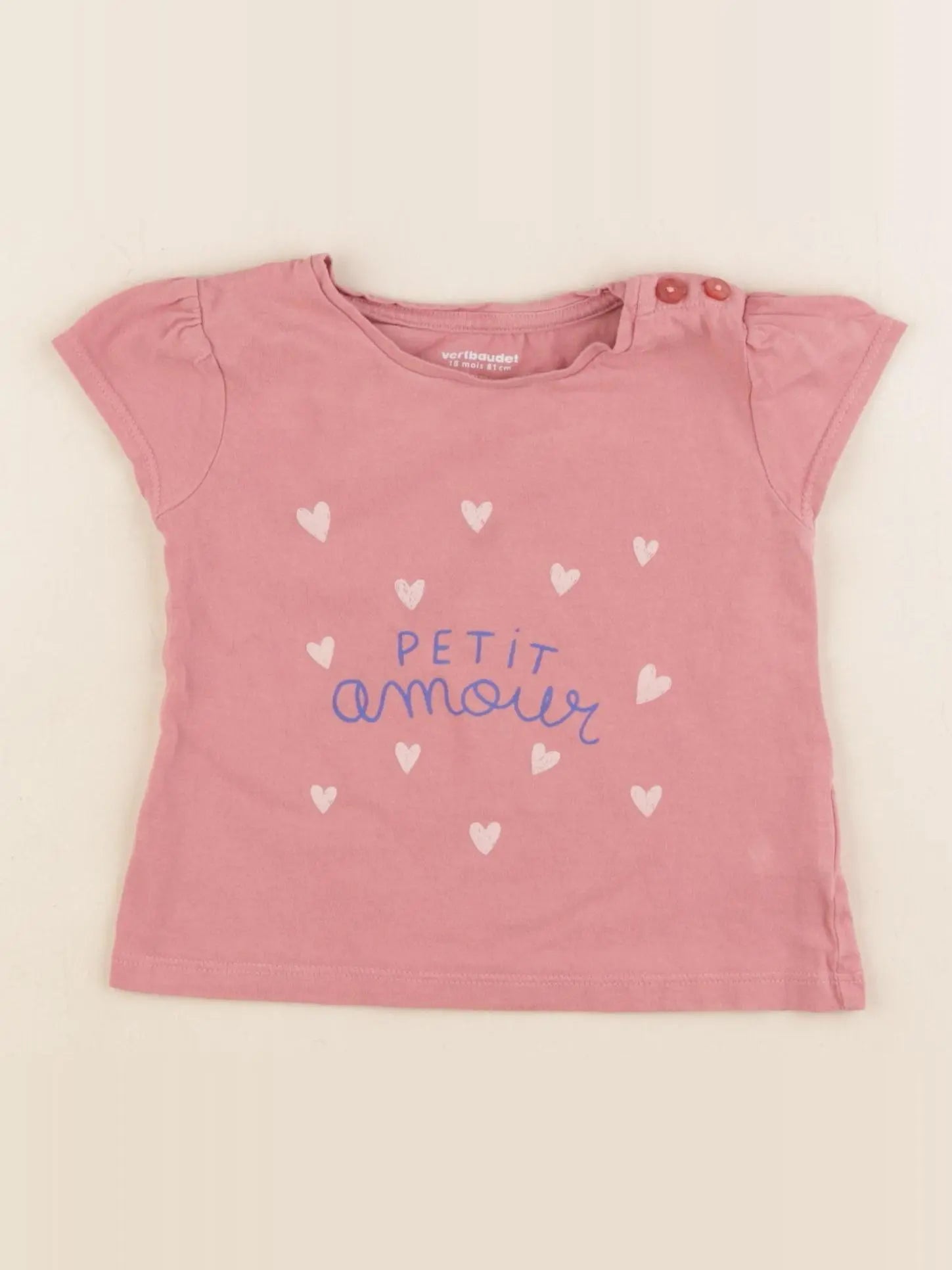 Vertbaudet - tee-shirt rose - 18 mois