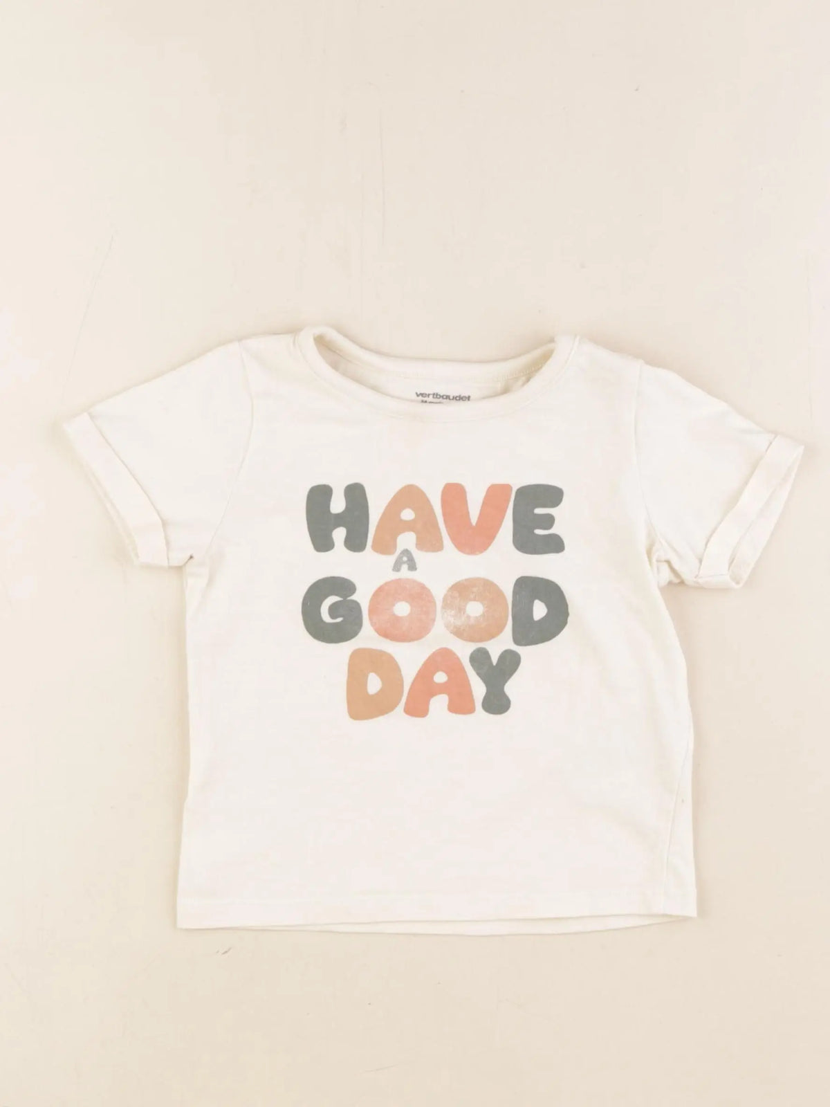 Vertbaudet - tee-shirt beige - 24 mois