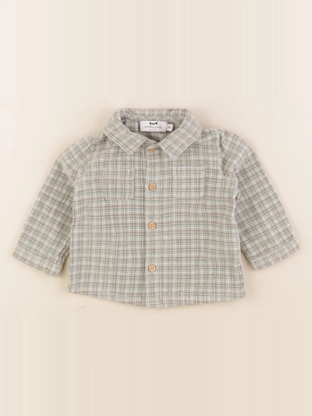 Cyrillus - chemise marron, vert - 6 mois