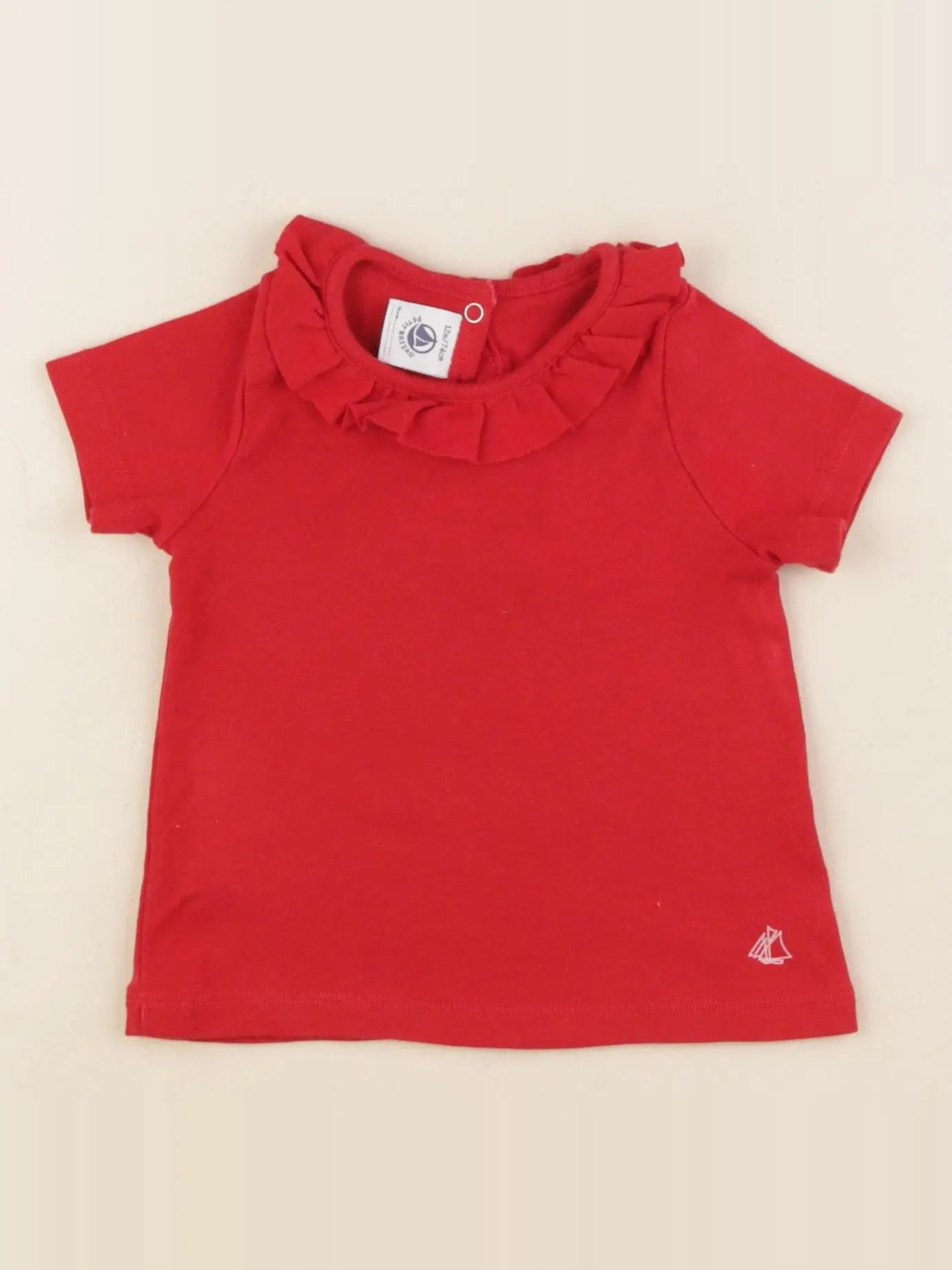 Petit Bateau - tee-shirt rouge - 12 mois